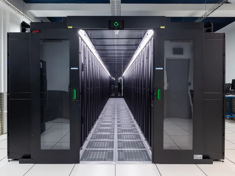 enter view of a APC by Schneider datacenter cold-corridor in dc2scale-par2-paris-velizy