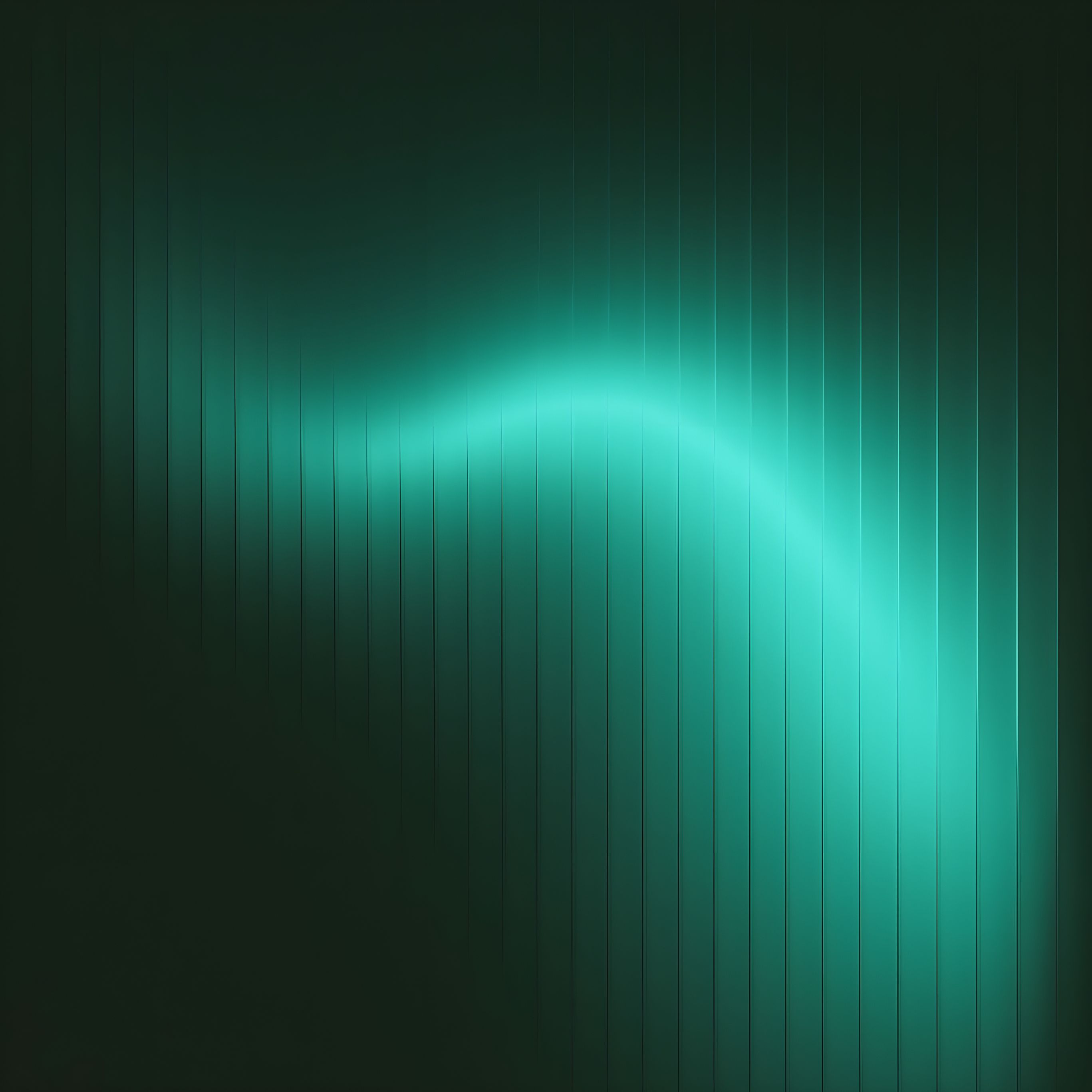 A glowing teal wave pattern on a dark background with vertical lines, creating a futuristic and abstract visual effect.