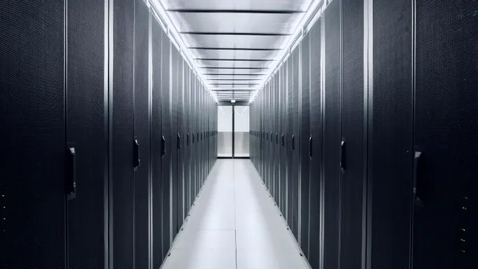 Cold aisle containment at DC2SCALE PAR3 datacenter, featuring APC racks and Inrow cooling systems for optimized airflow management