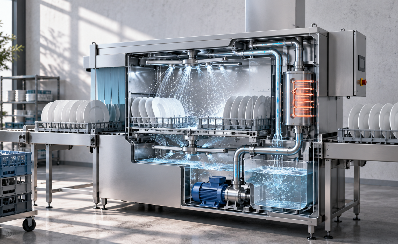 Wie funktioniert eine Industriespülmaschine? Aufbau, Ablauf und Technik