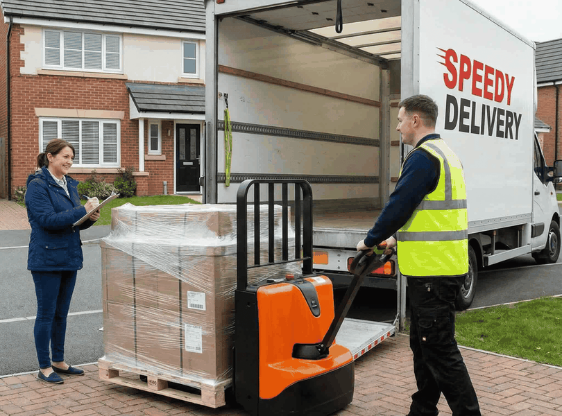 Spedition liefert Palette