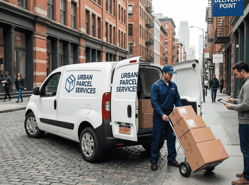 Paketdienst liefert Pakete aus