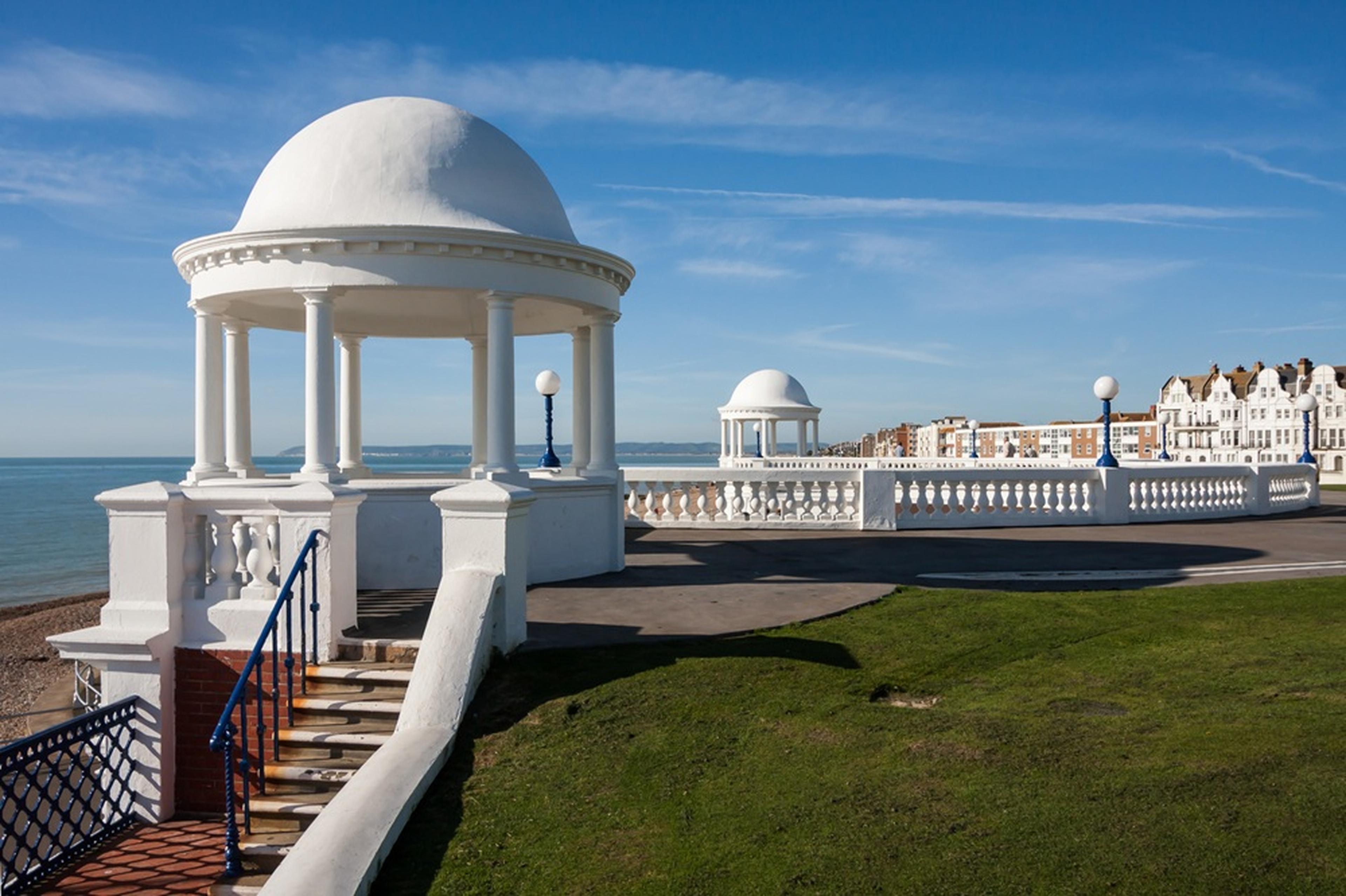 White domed pavilion on a seaside promenade in Bexhill