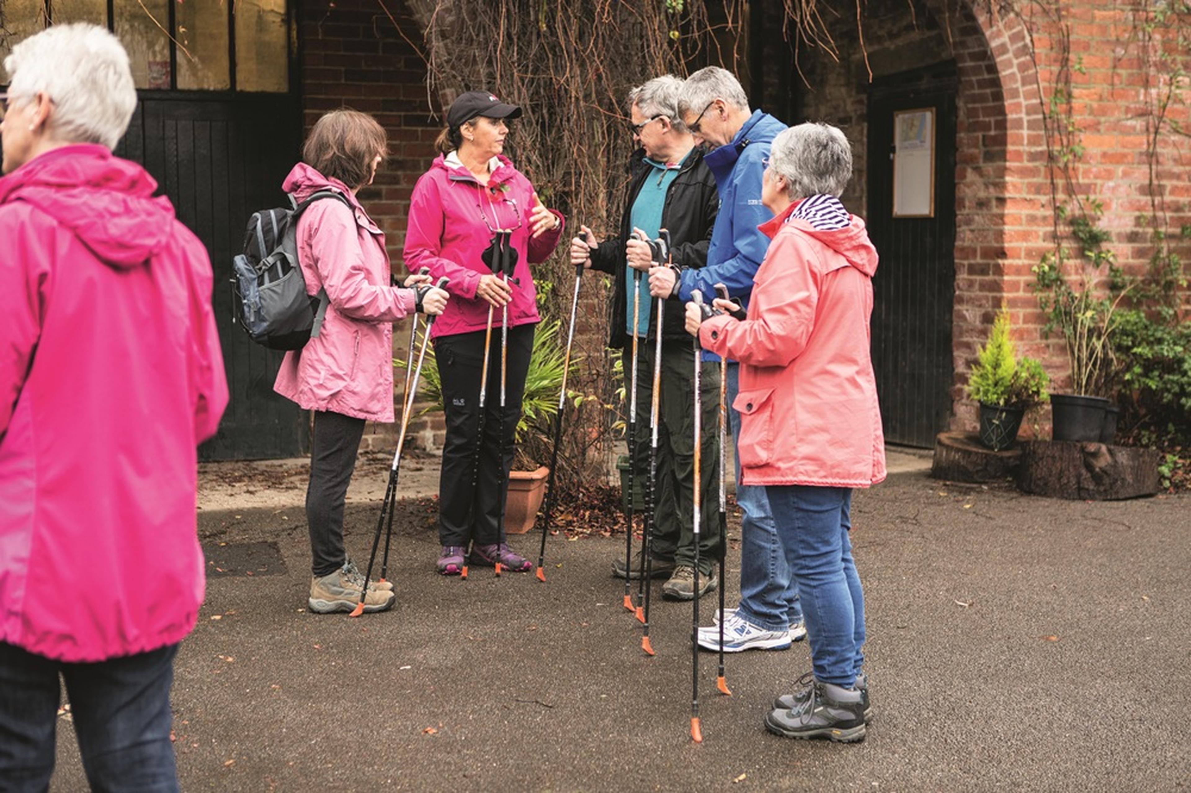 York Group members standing outside building at Nordic Walking event