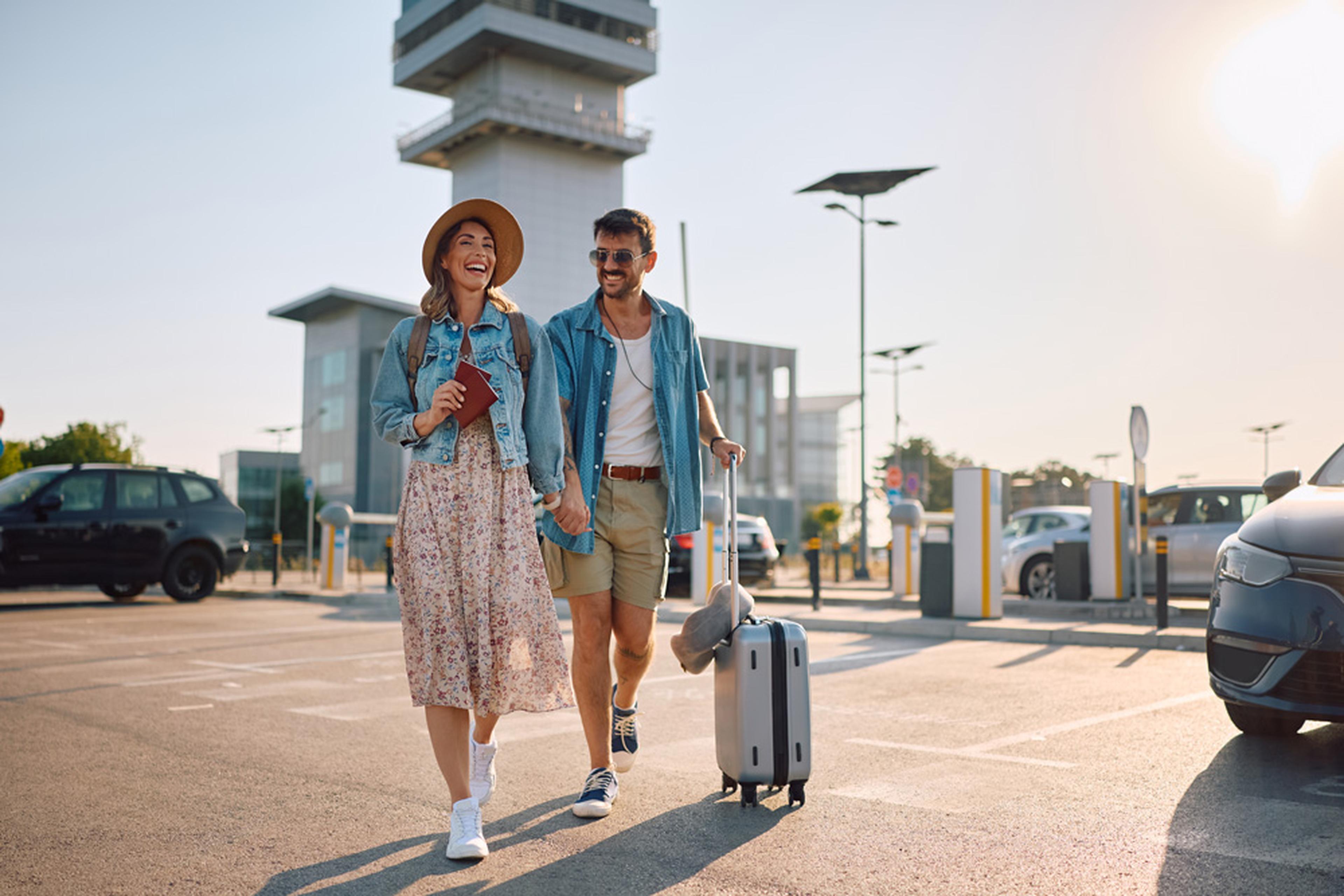 Couple parking at an airport