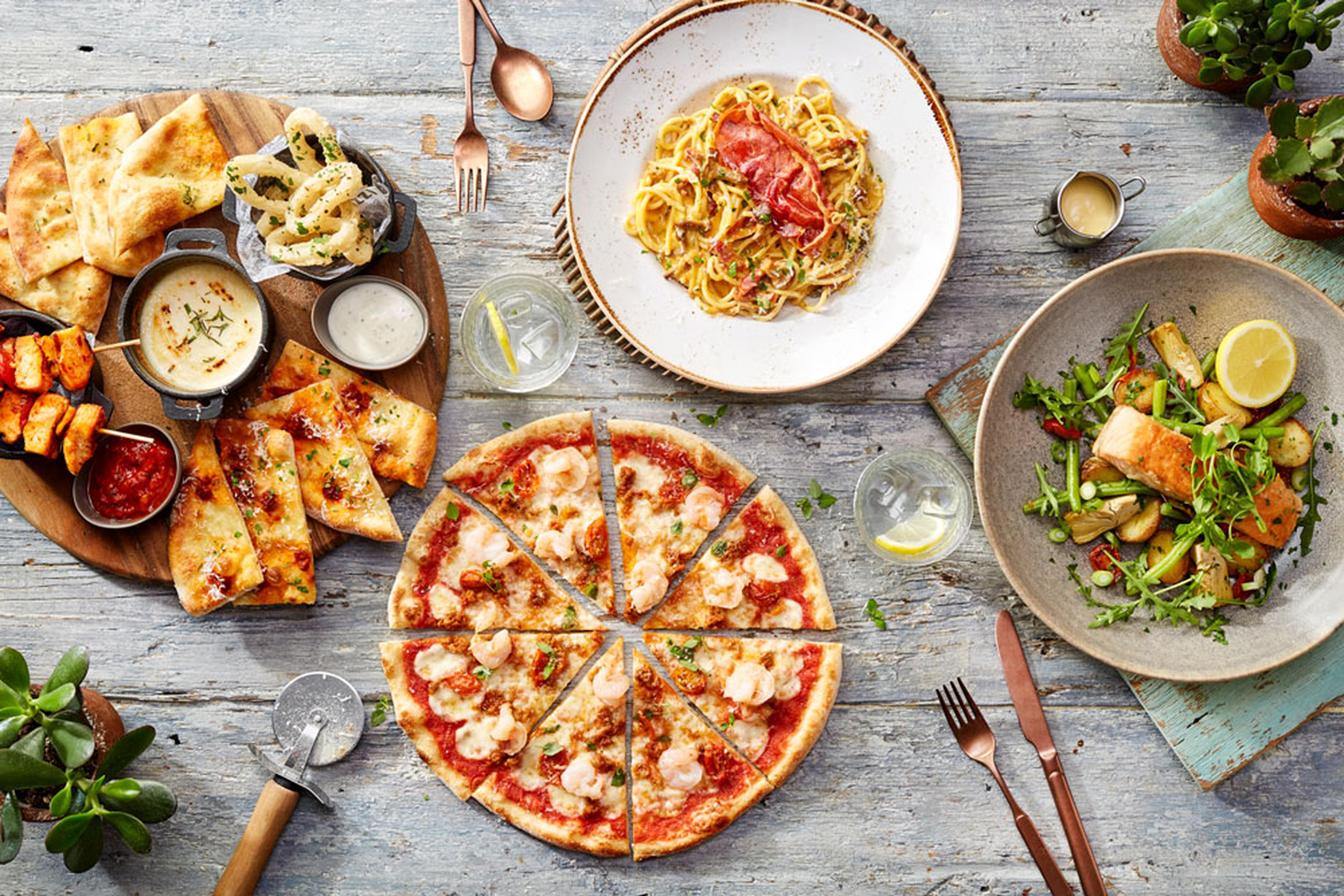 Table of food at Zizi restaurant.