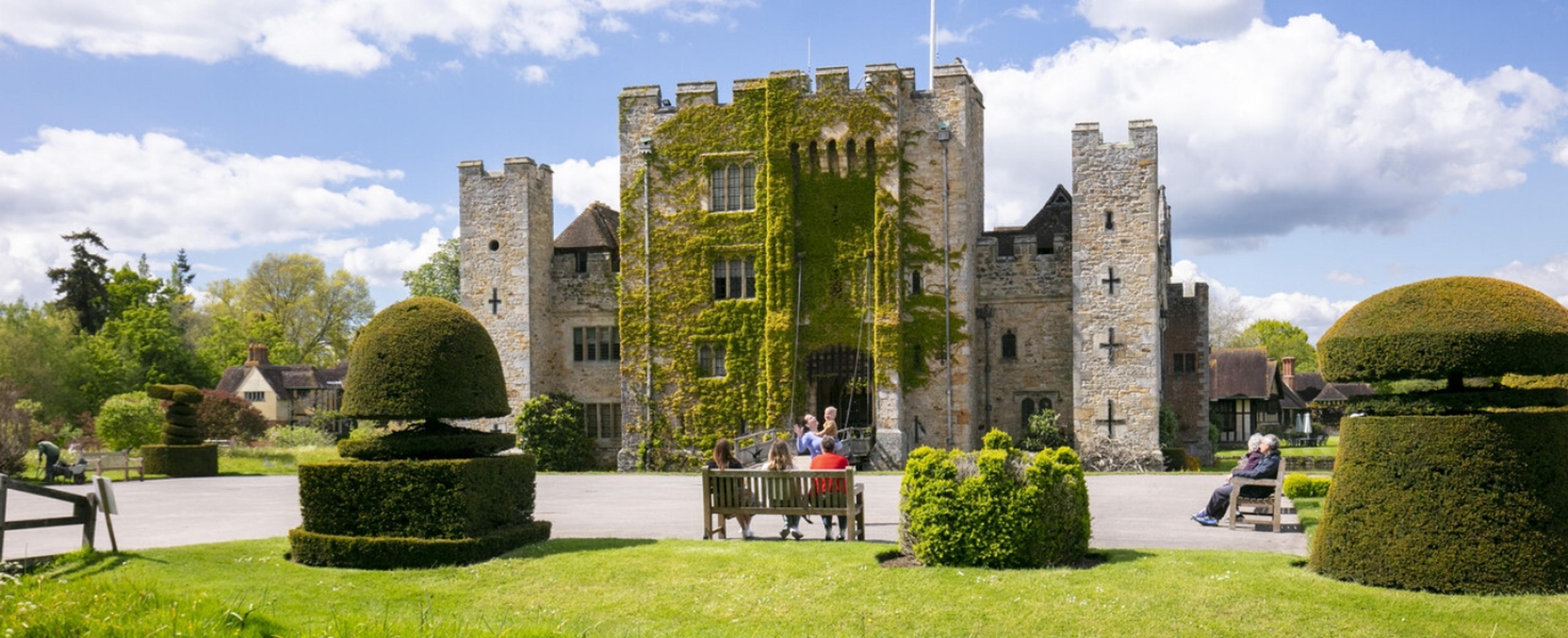 Outside Hever Castle with topiary gardens
