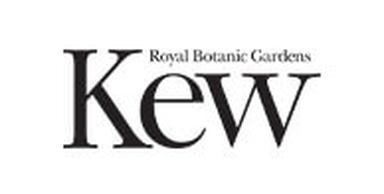 Logo of Royal Botanic Gardens, Kew, with "Kew" in large black font and "Royal Botanic Gardens" in smaller text above.