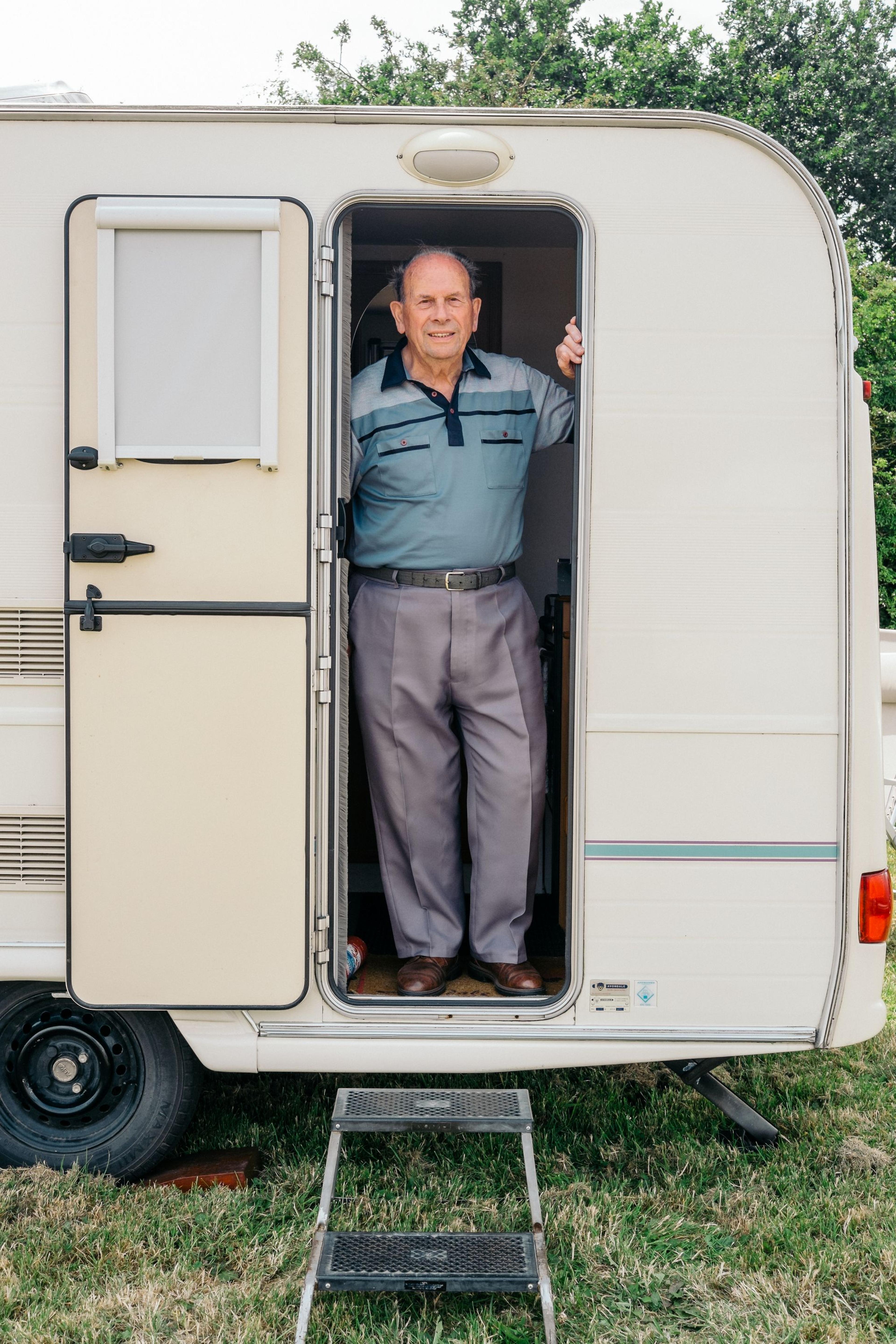 man in caravan