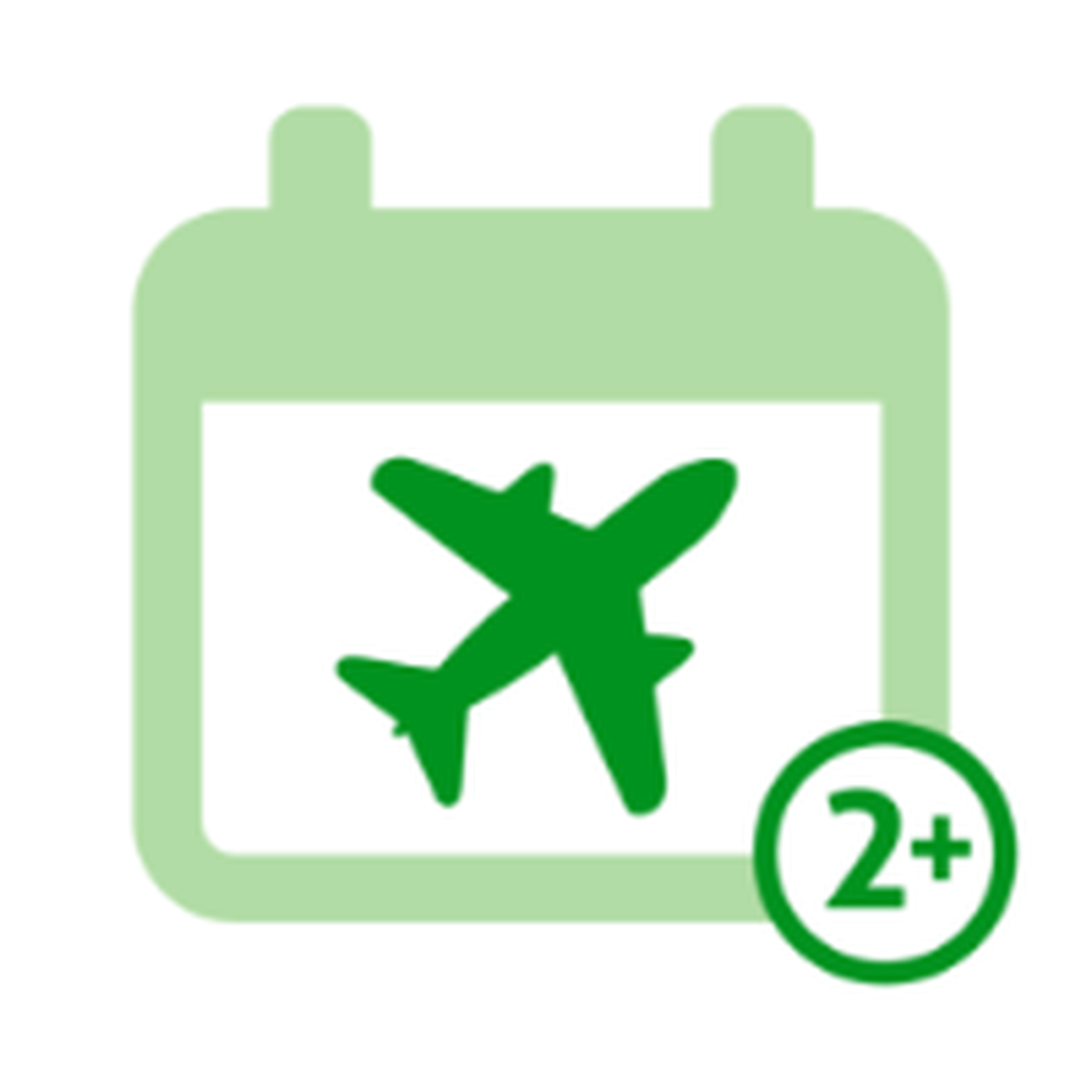 icon of a plane in a calendar with the no.2