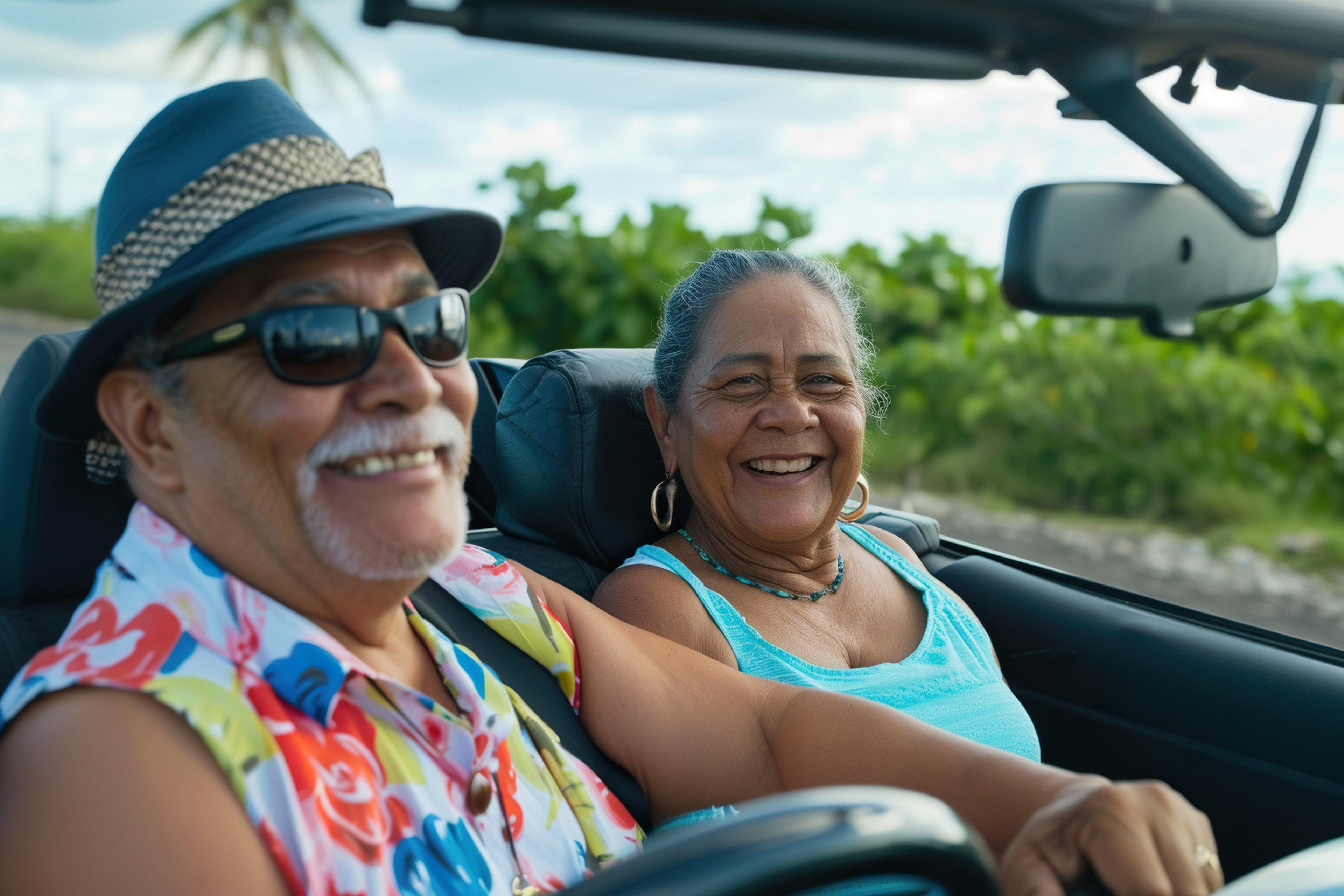 Older couple on holiday road trip