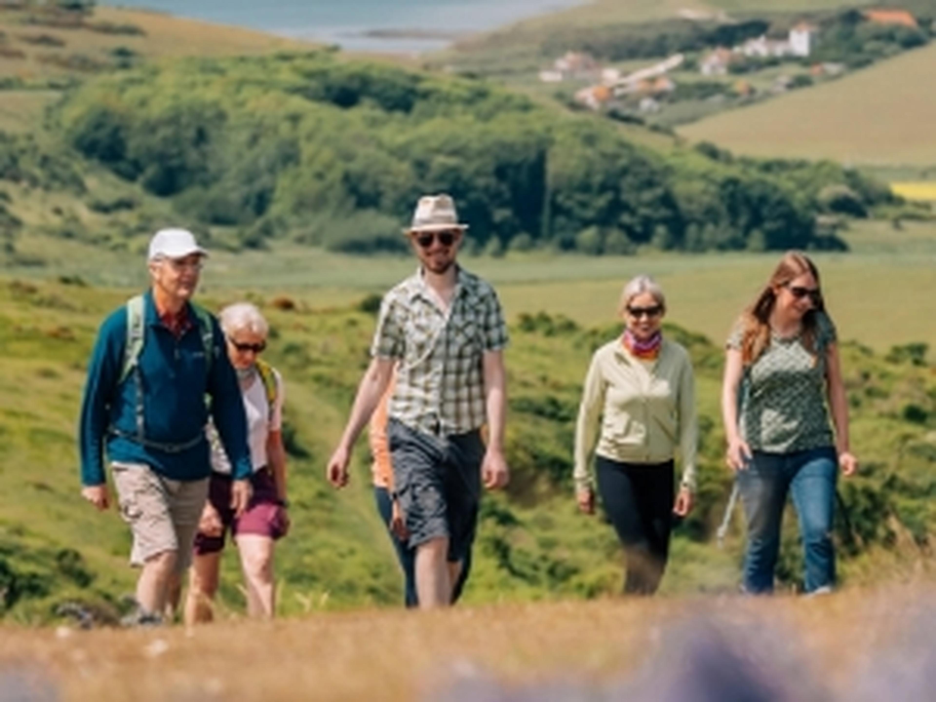 Group of ramblers in the countryside