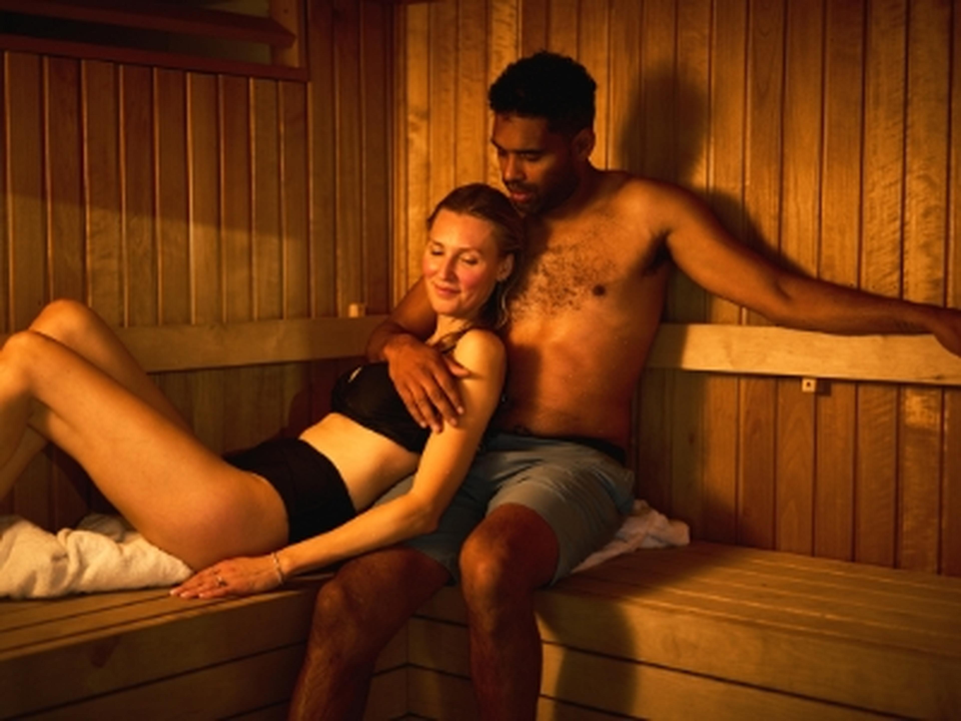 Couple in sauna at Whitemead Forest Park