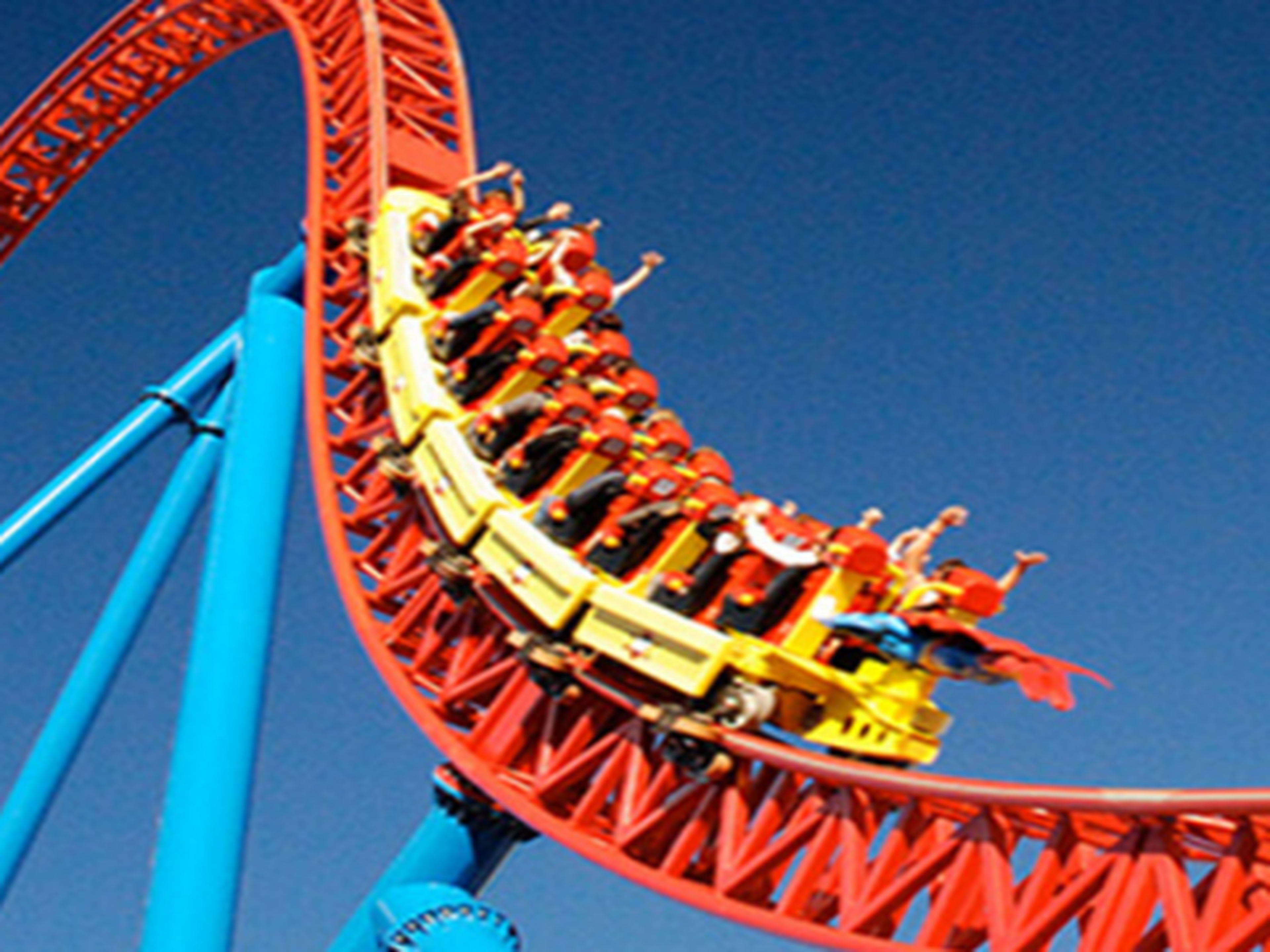 People on a yellow rollercoaster