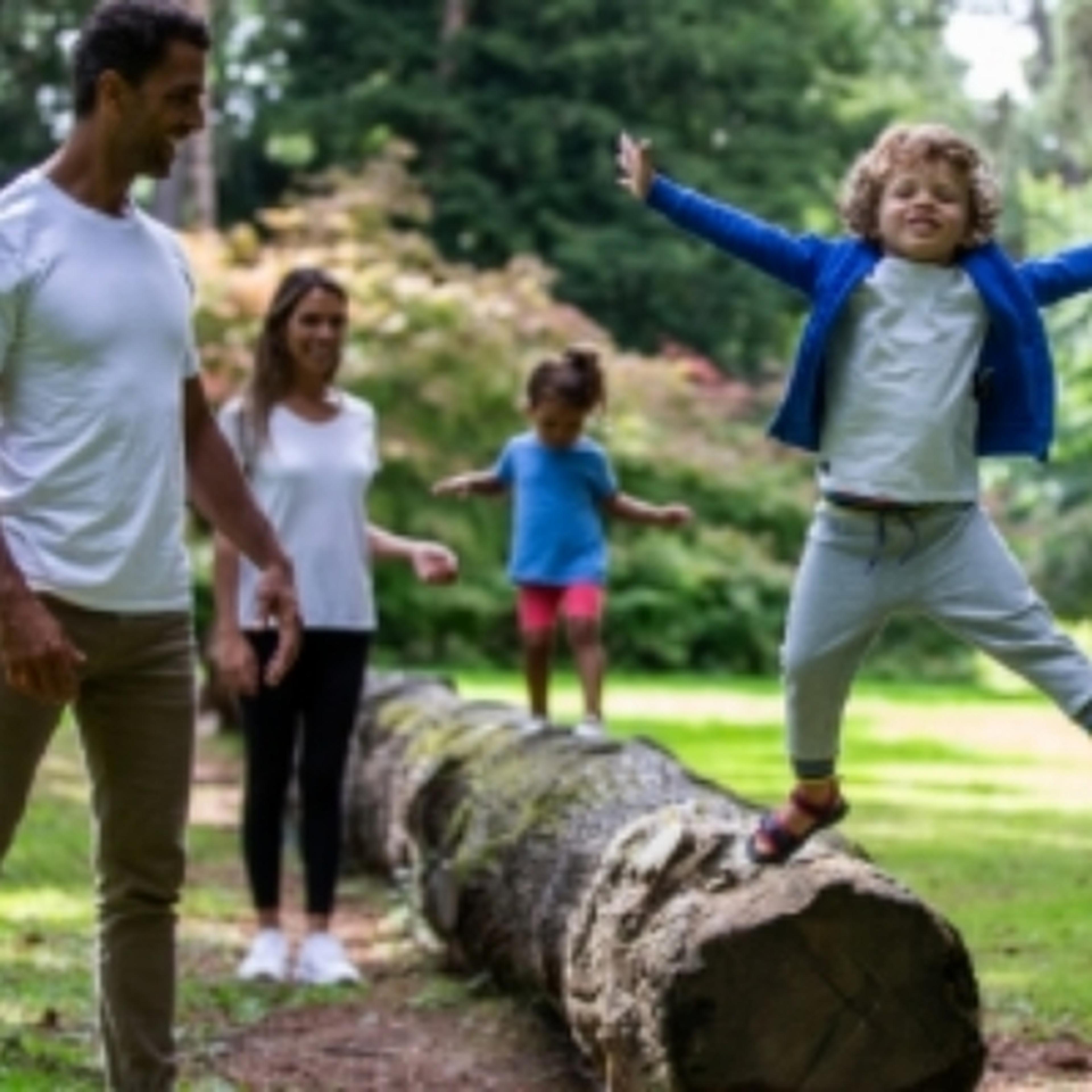 family enjoying a day out at an arboretum