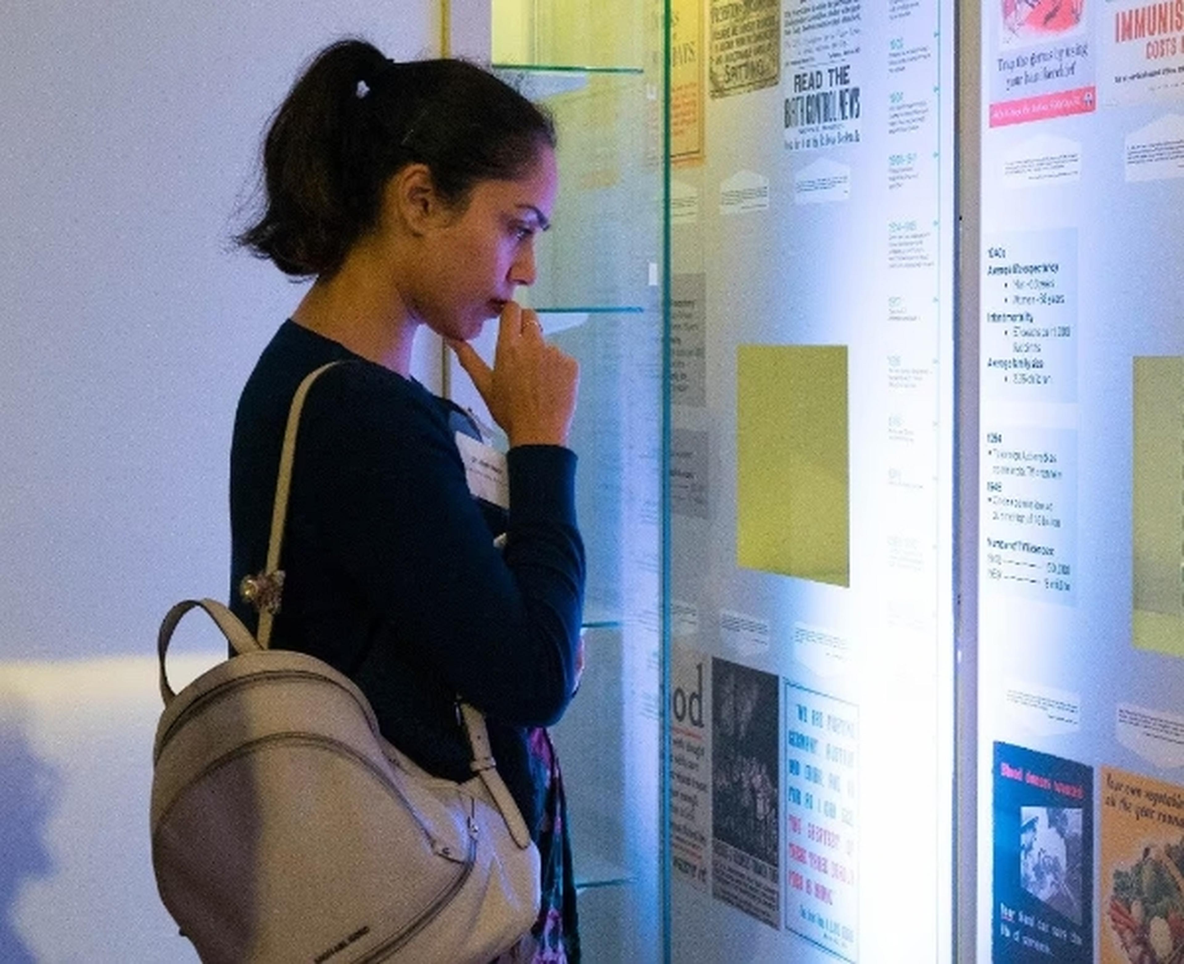 Woman looking at exhibits