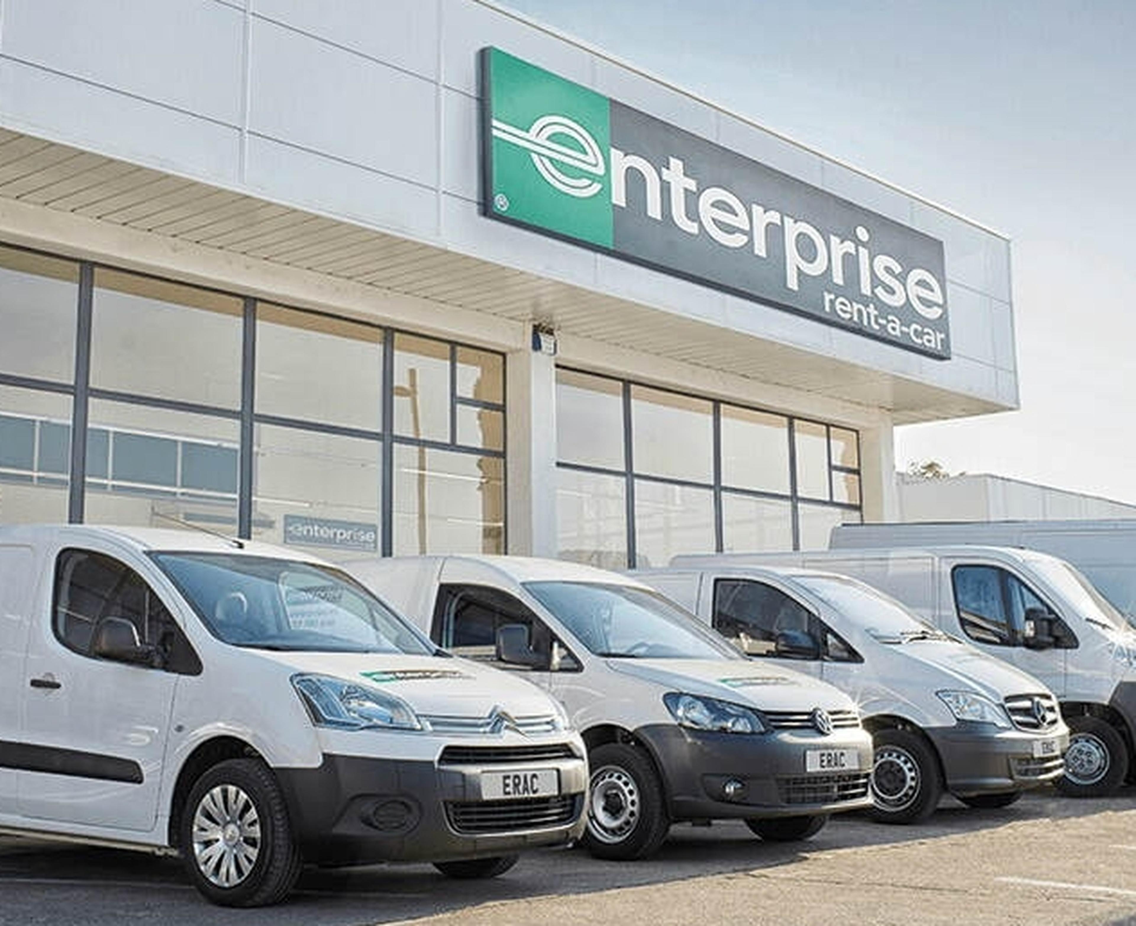 Fleet of hire cars outside Enterprise rent-a-car