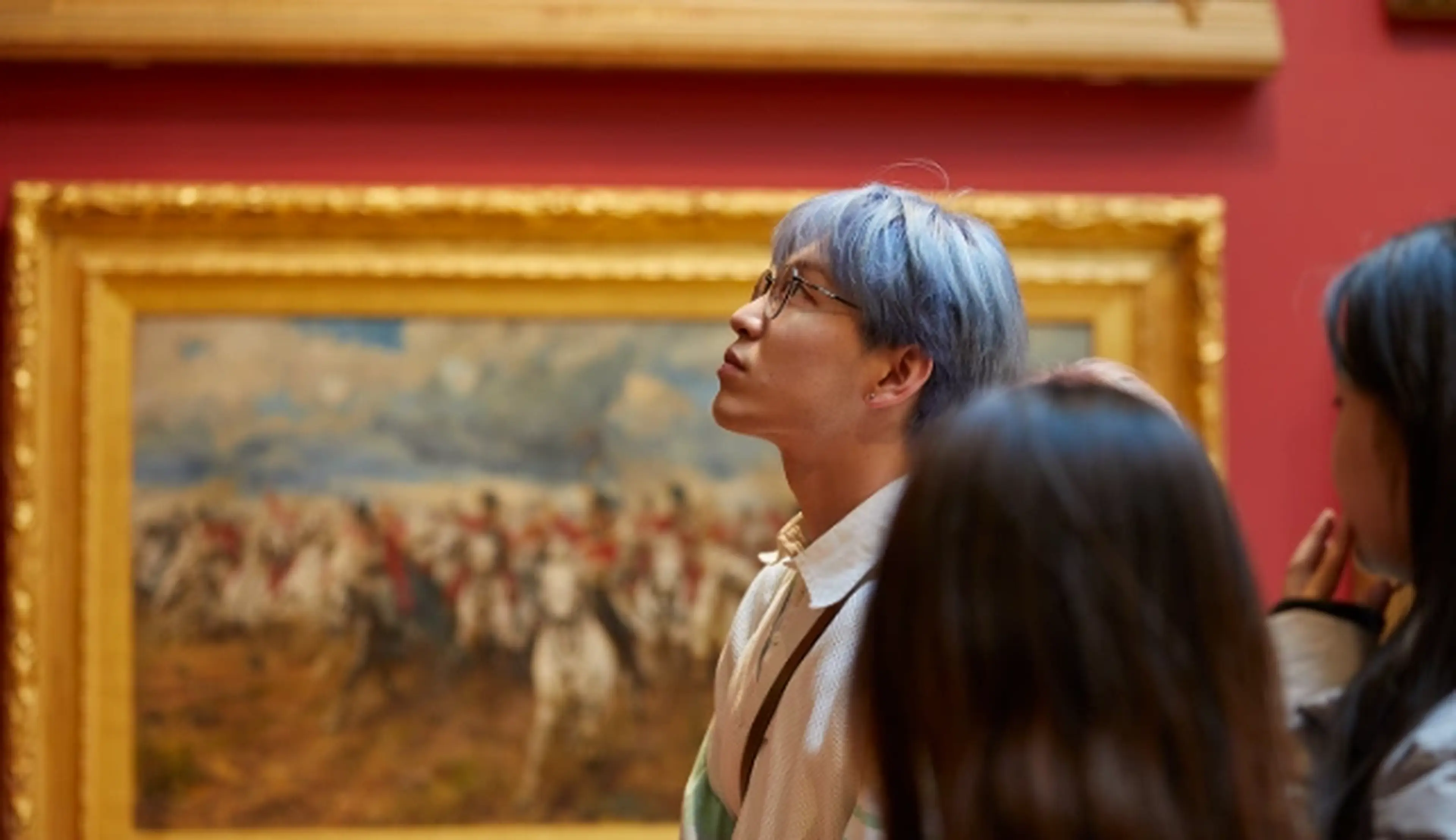 An image od a person inside an art gallery