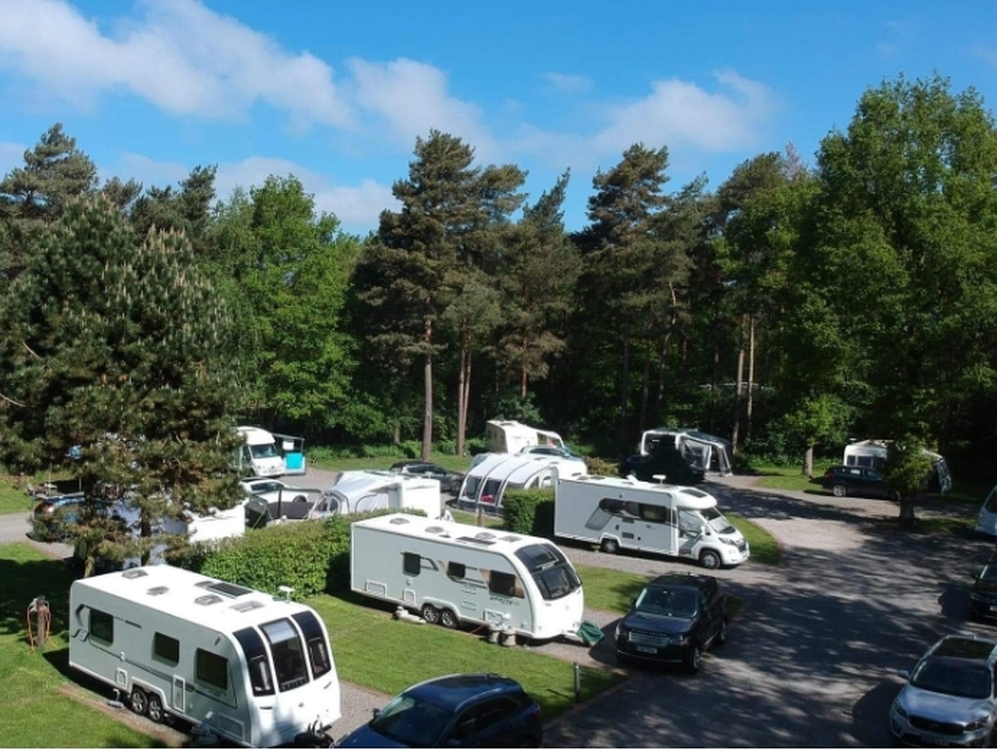 Selection of caravans parked at a campsite