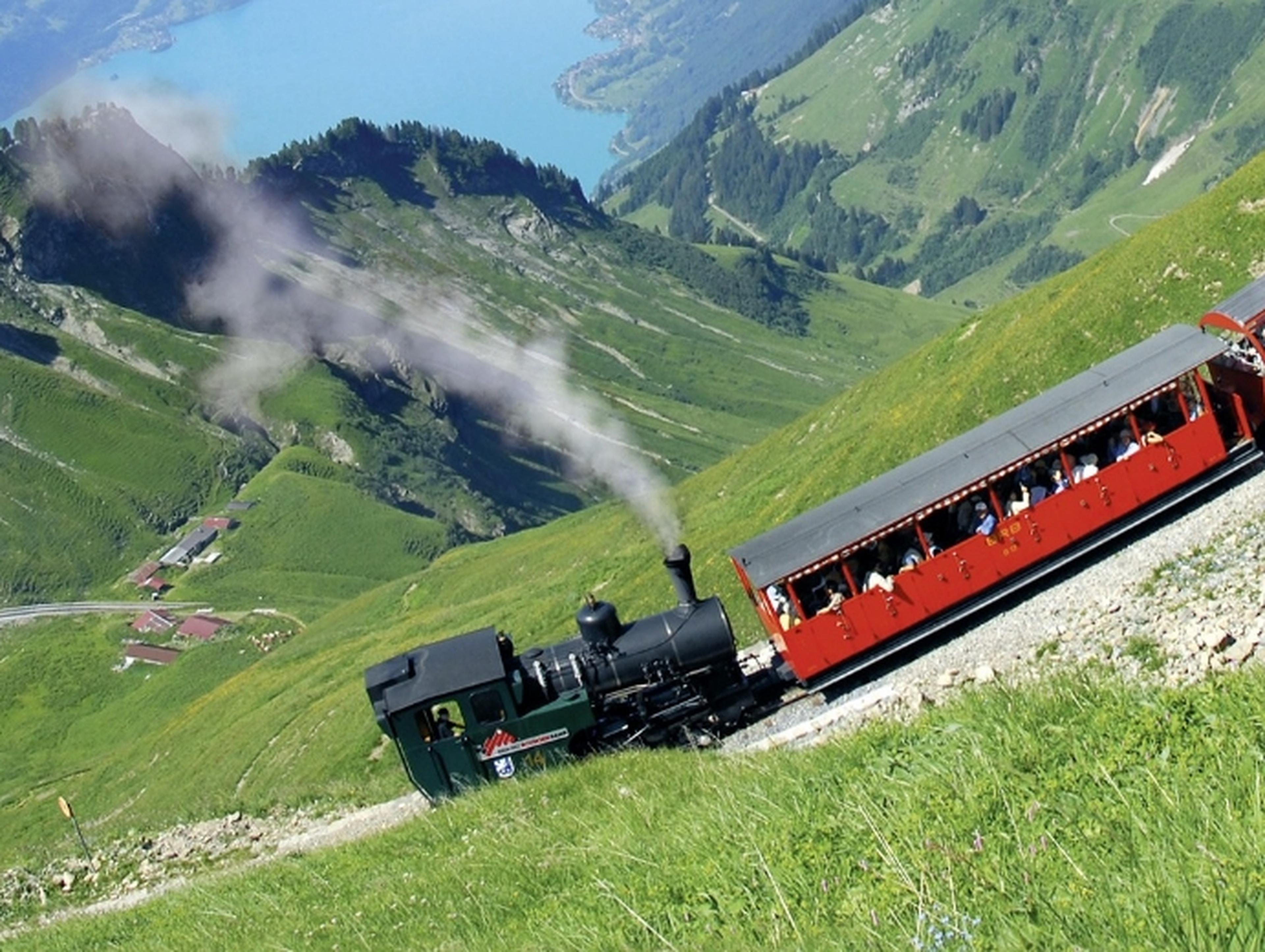 Steam locomotive on a hillside