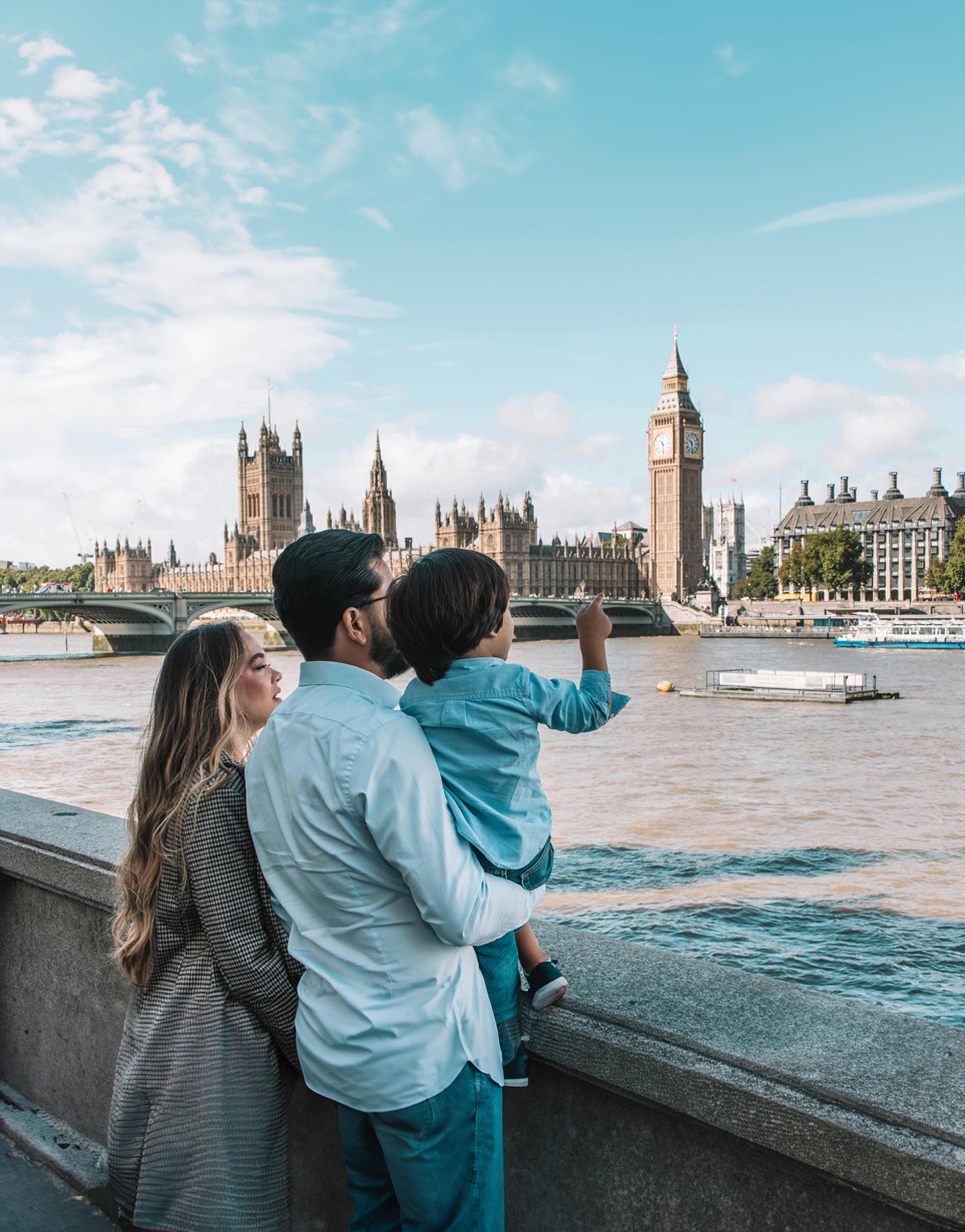 Family enjoying the view over London Bridge.