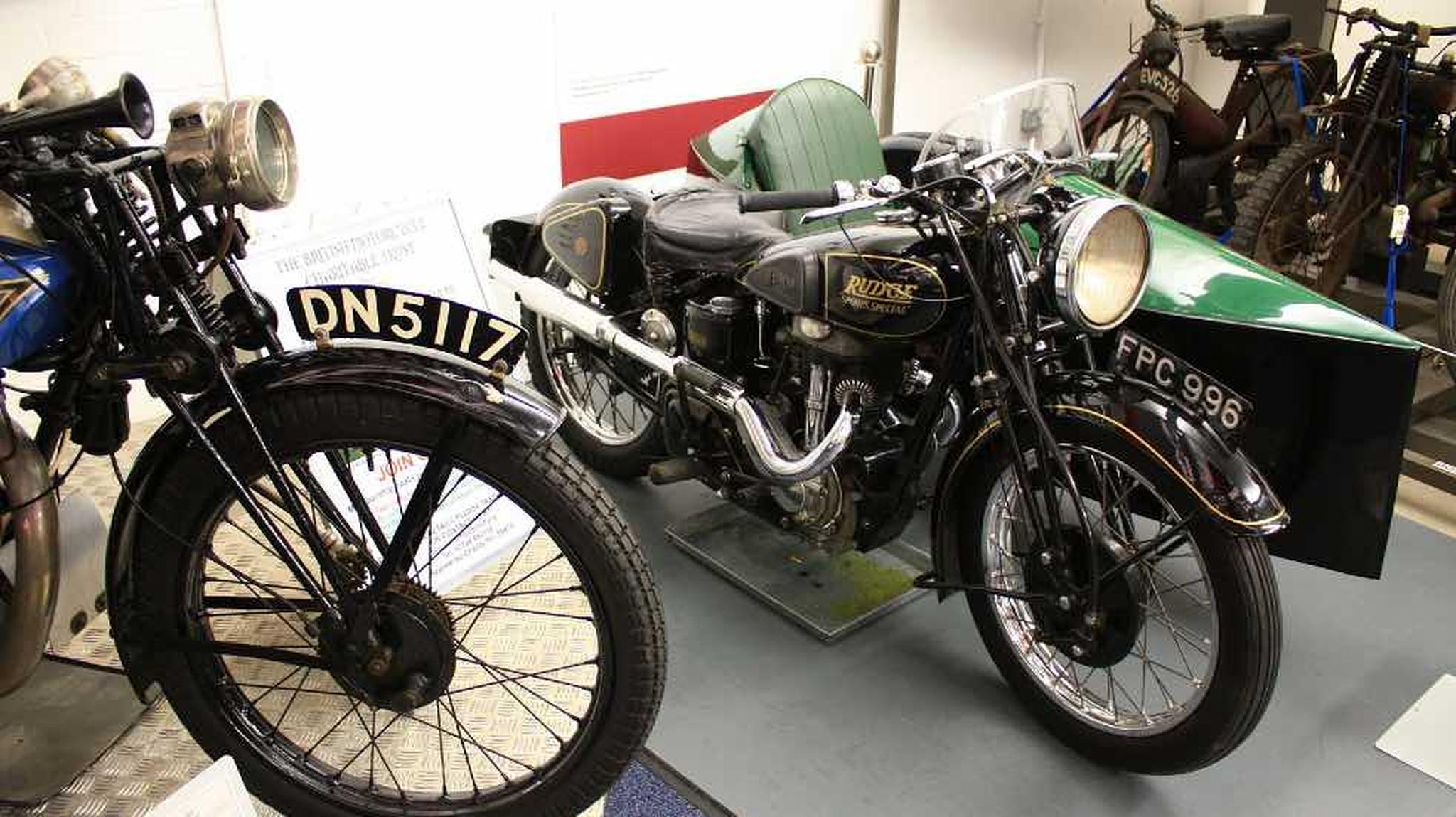 Vintage motorcycle with sidecar in the Coventry Motor Museum