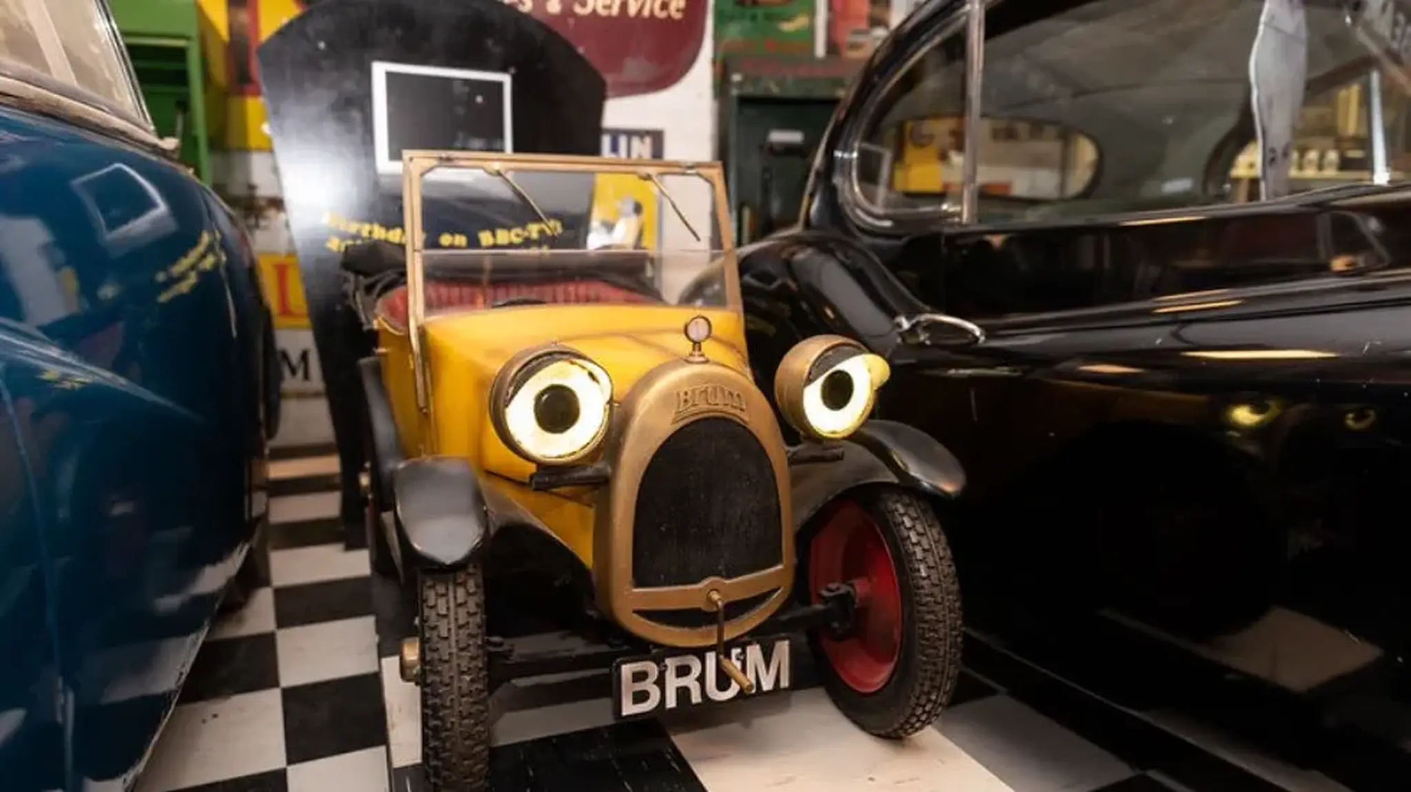 A vintage toy car name "BRUM" in the Cotswold Motoring Museum