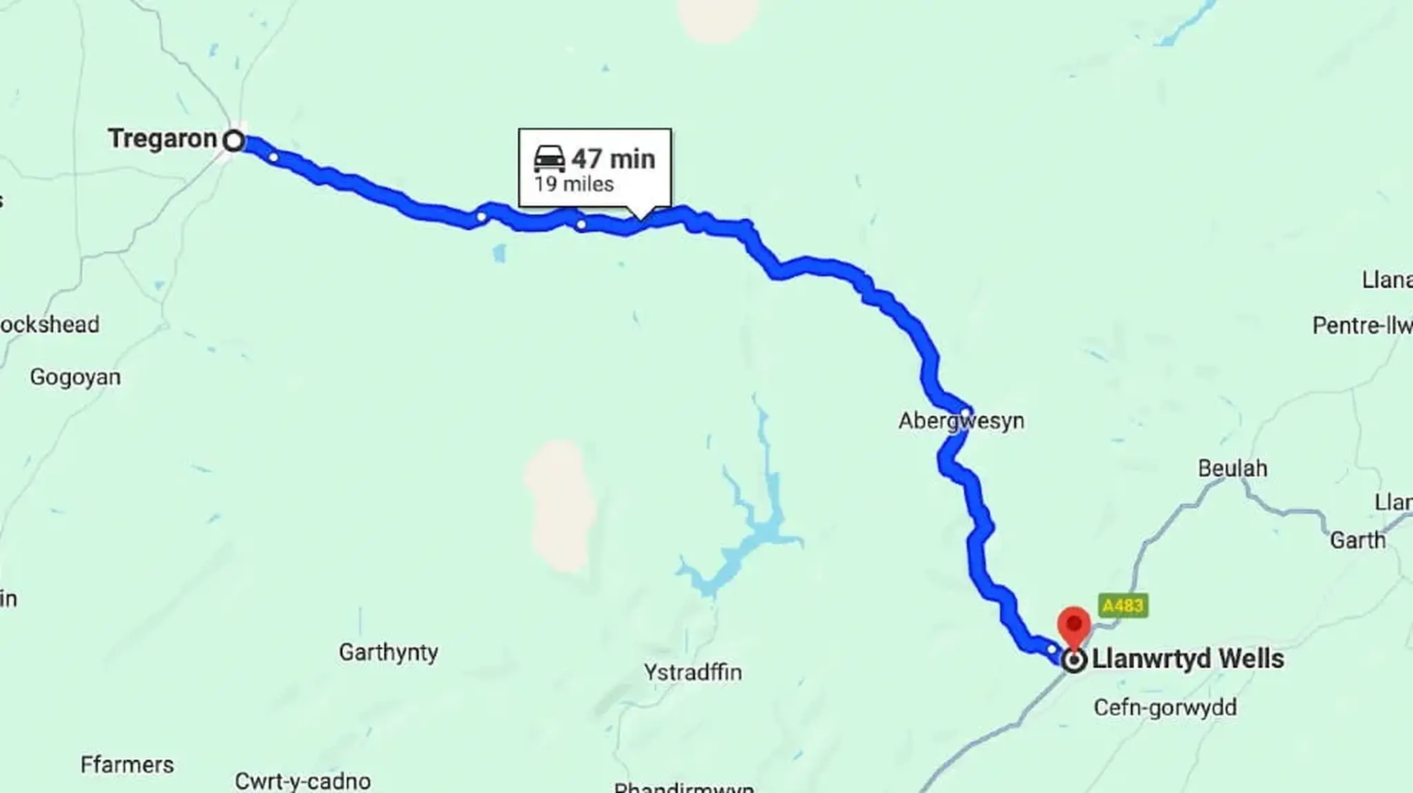 Abergwesyn Pass map