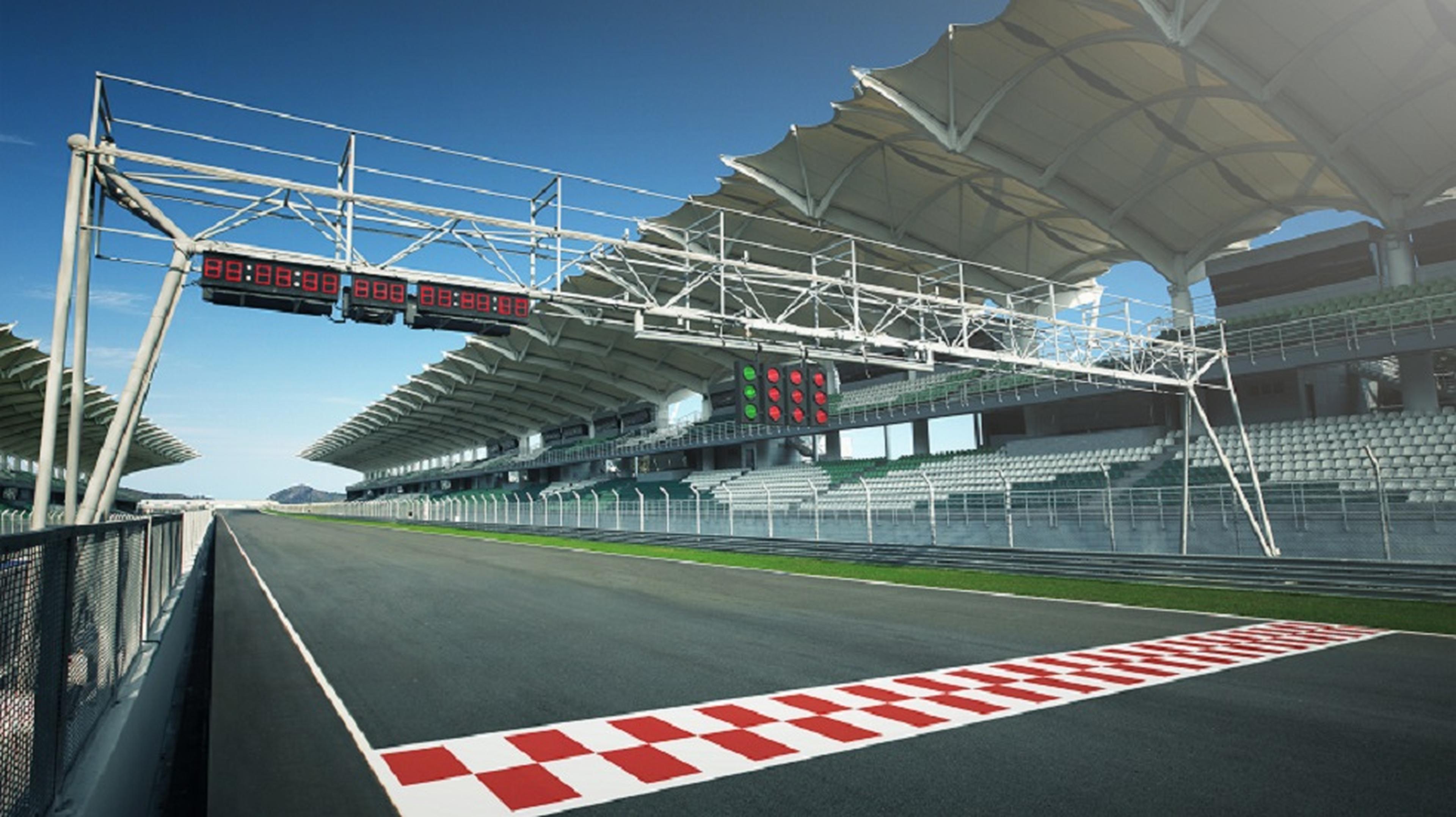 Empty race track with starting line