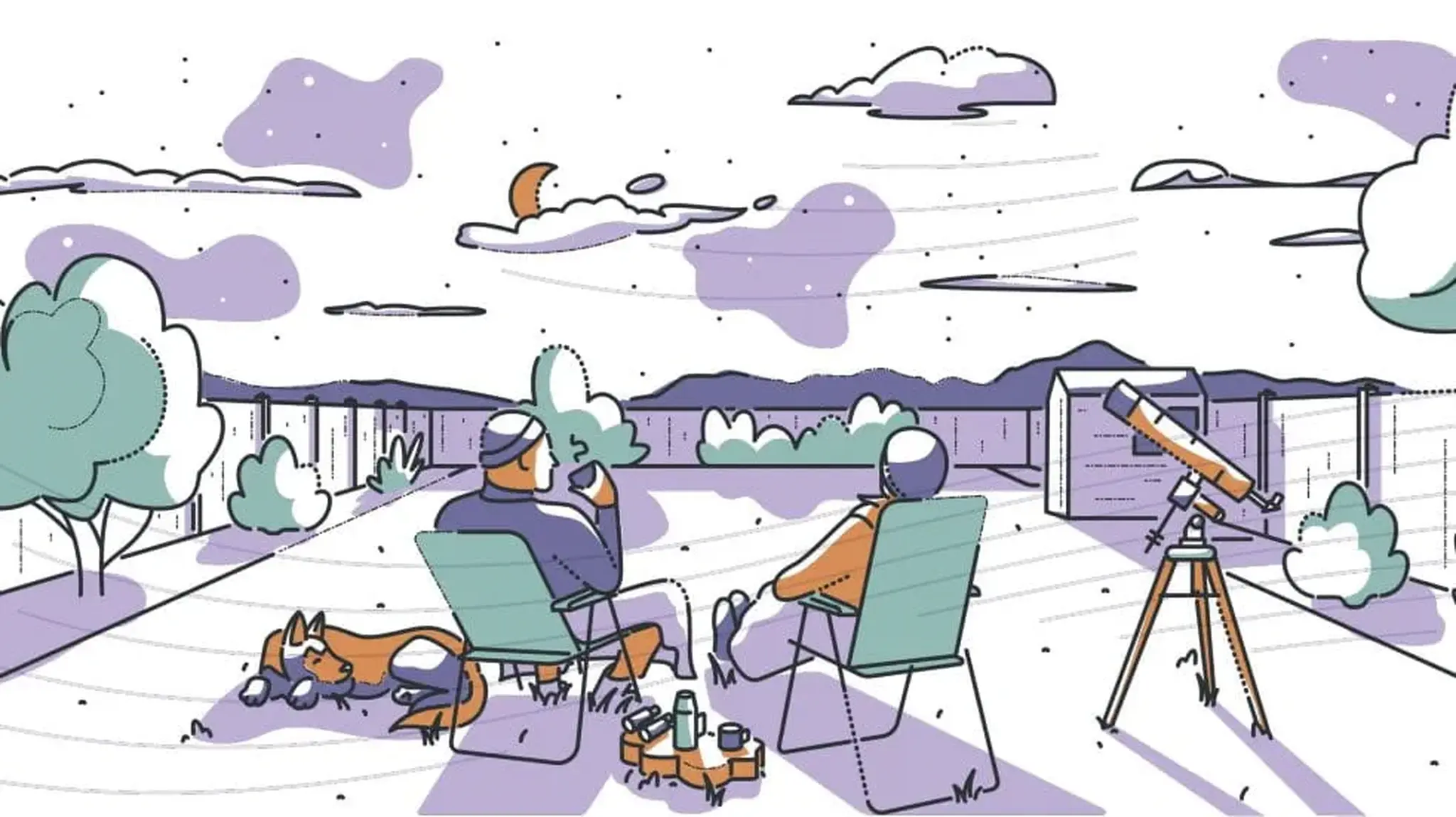 stargazing in the back garden illustration