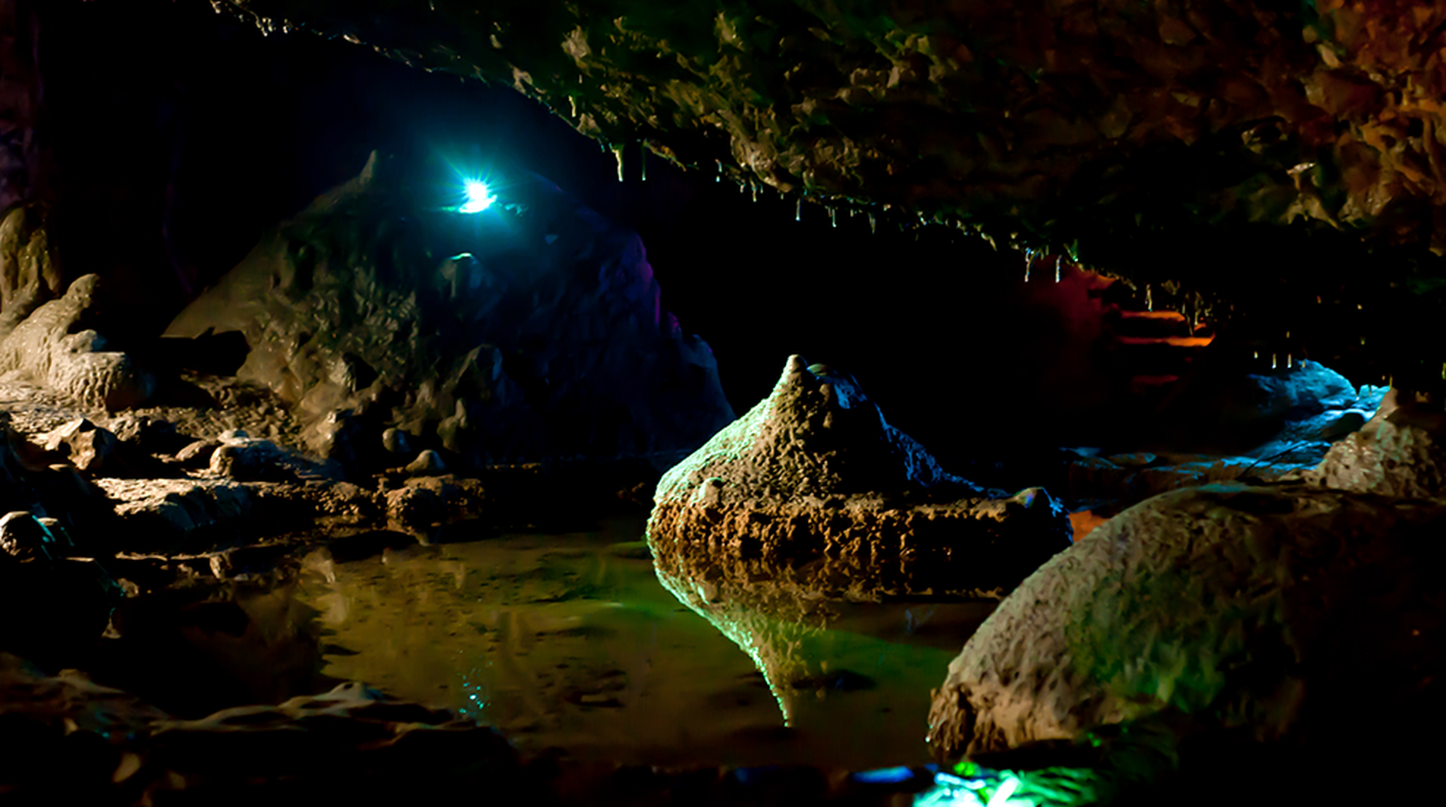 Lit up cave