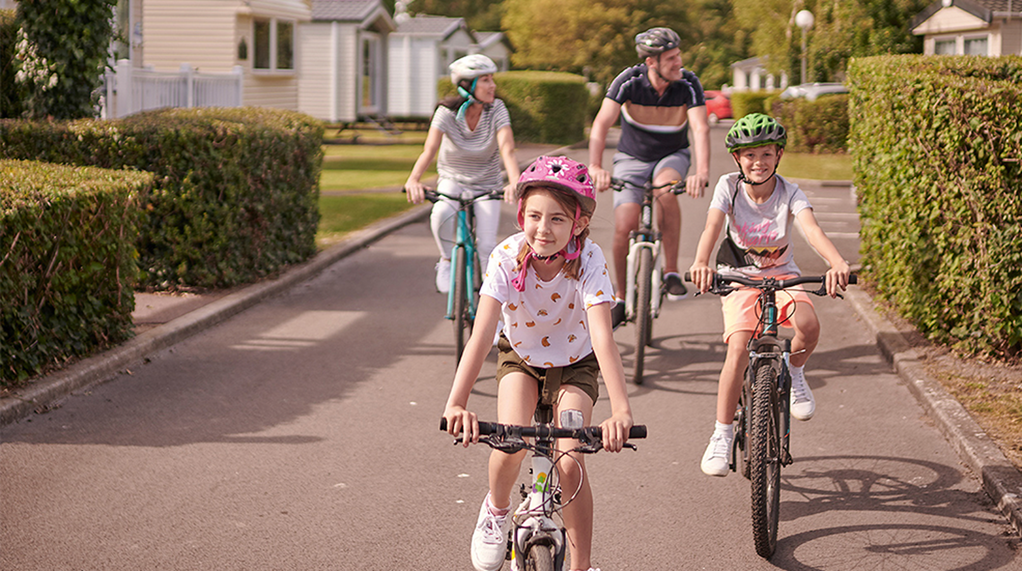 Family of 4 cycling