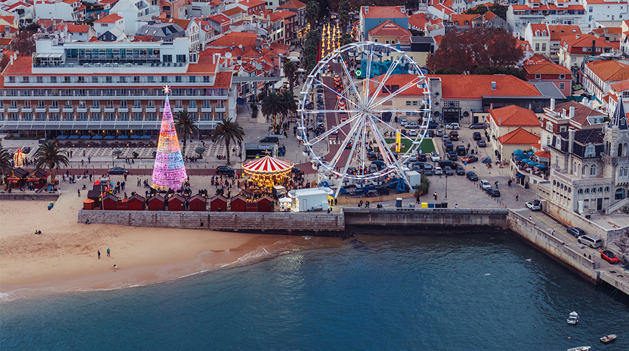 Amusement park on the beach seafront