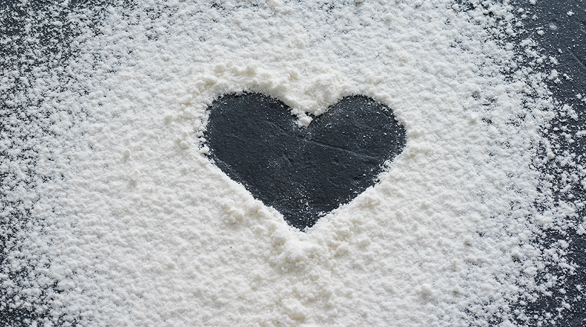 Heart drawn in flour