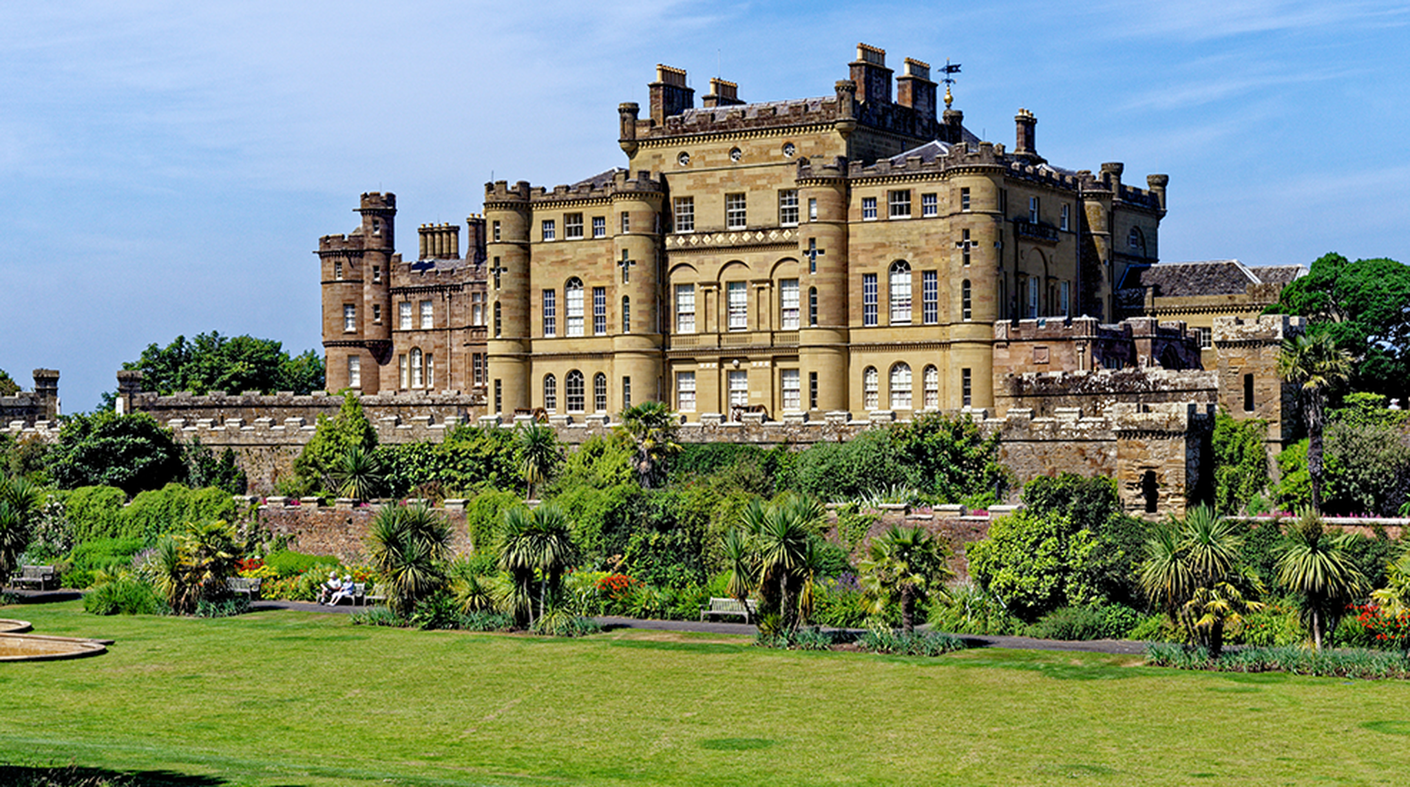 Outisde of Culzean Castle and Country Park on a blue sky day