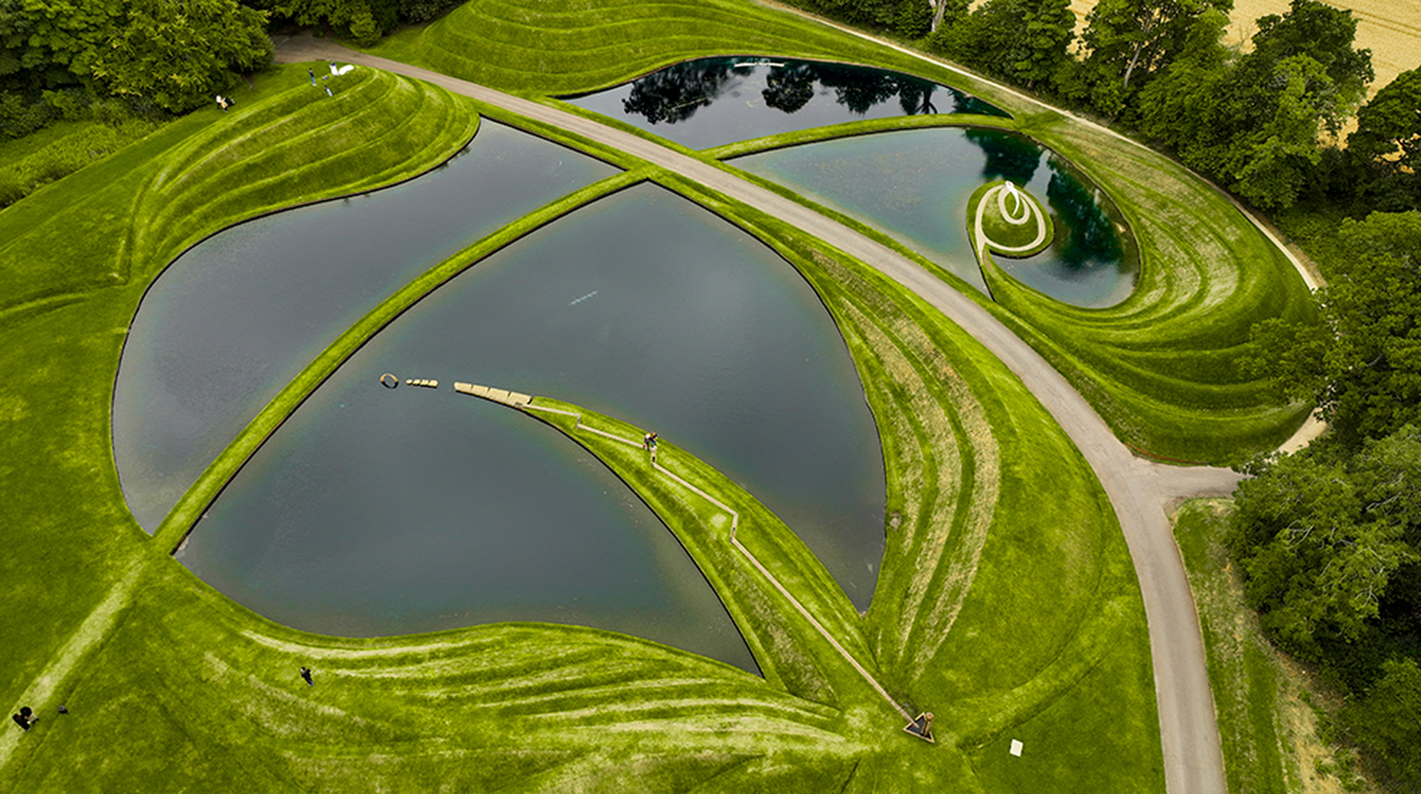 An aerial view of Jupiter Artland in Edinburgh in Scotland