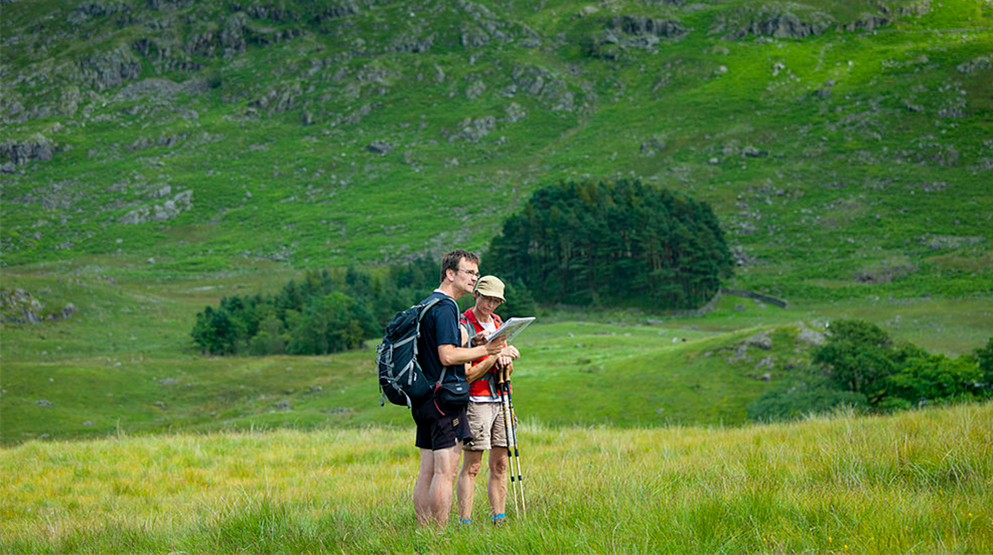 Two men hiking in the hills