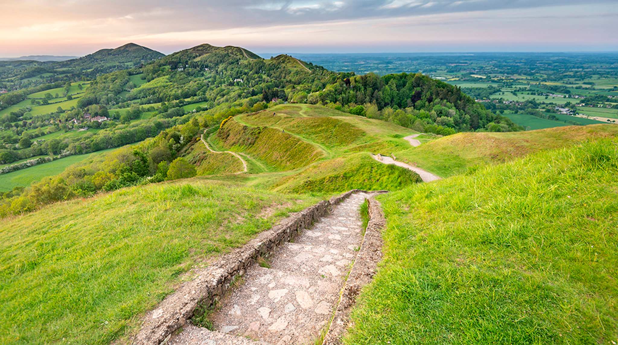 Malvern Hills,steps and winding pathway,Worcestershire,England,United Kingdom