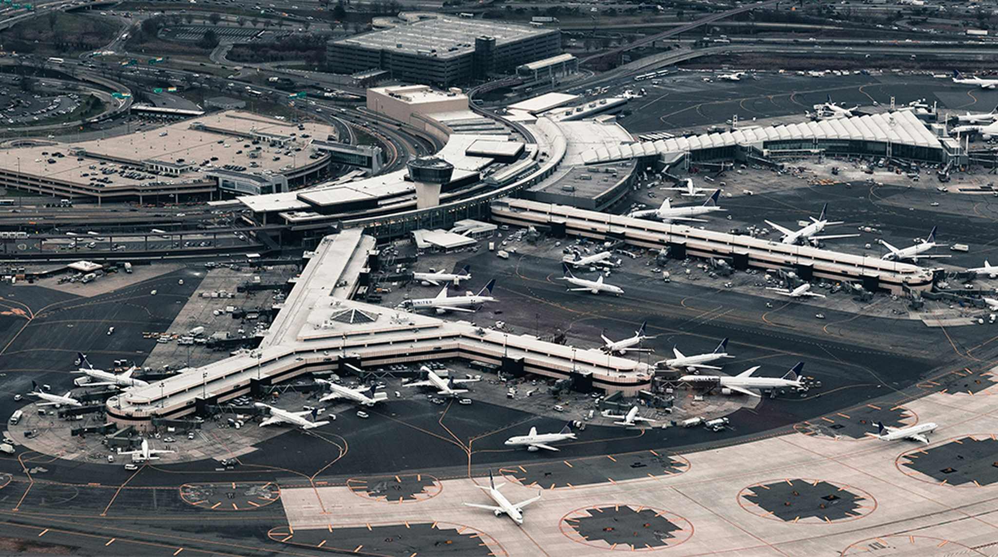 Aerial view of an airport