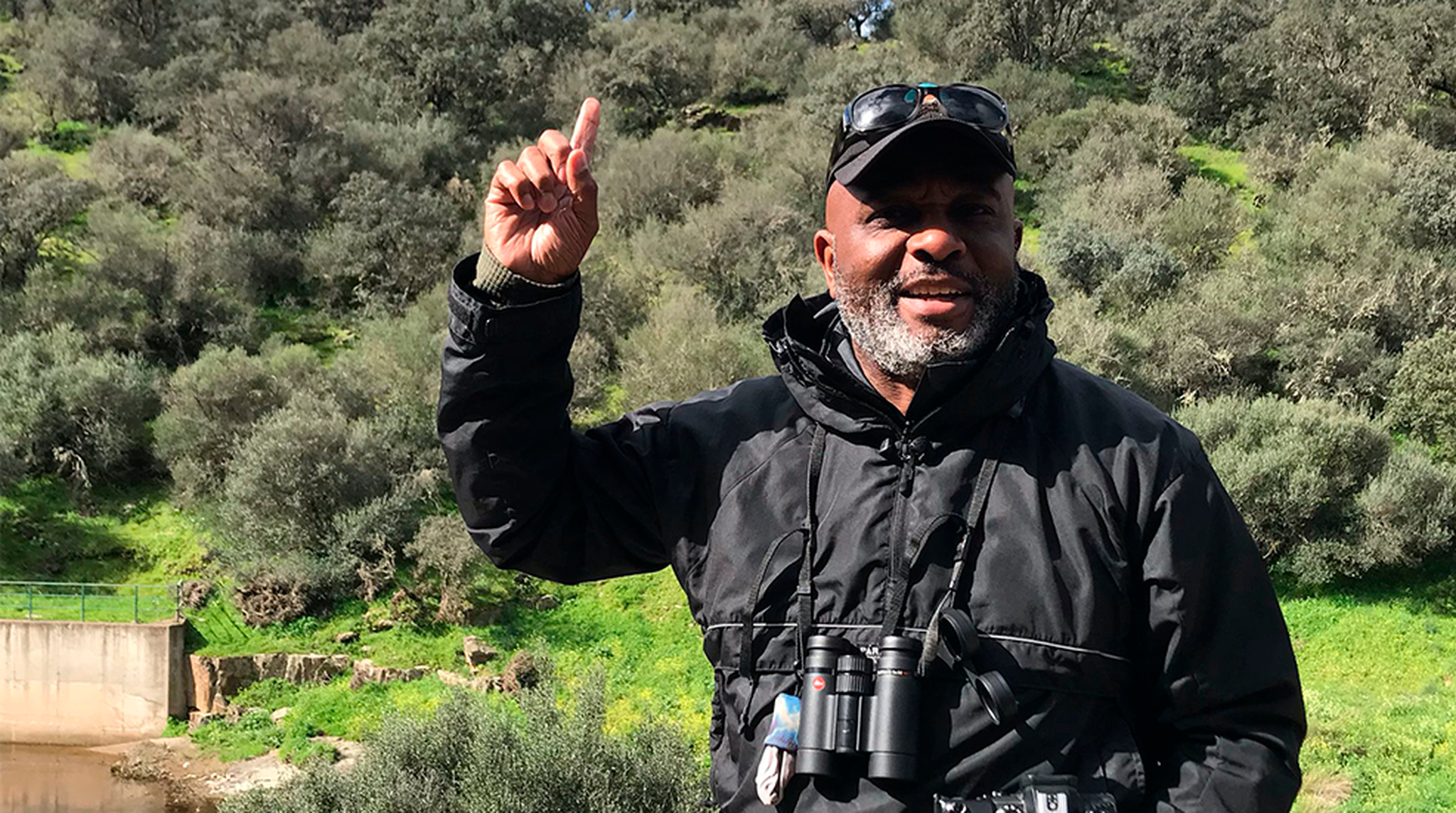 David Lindo sporting binoculars