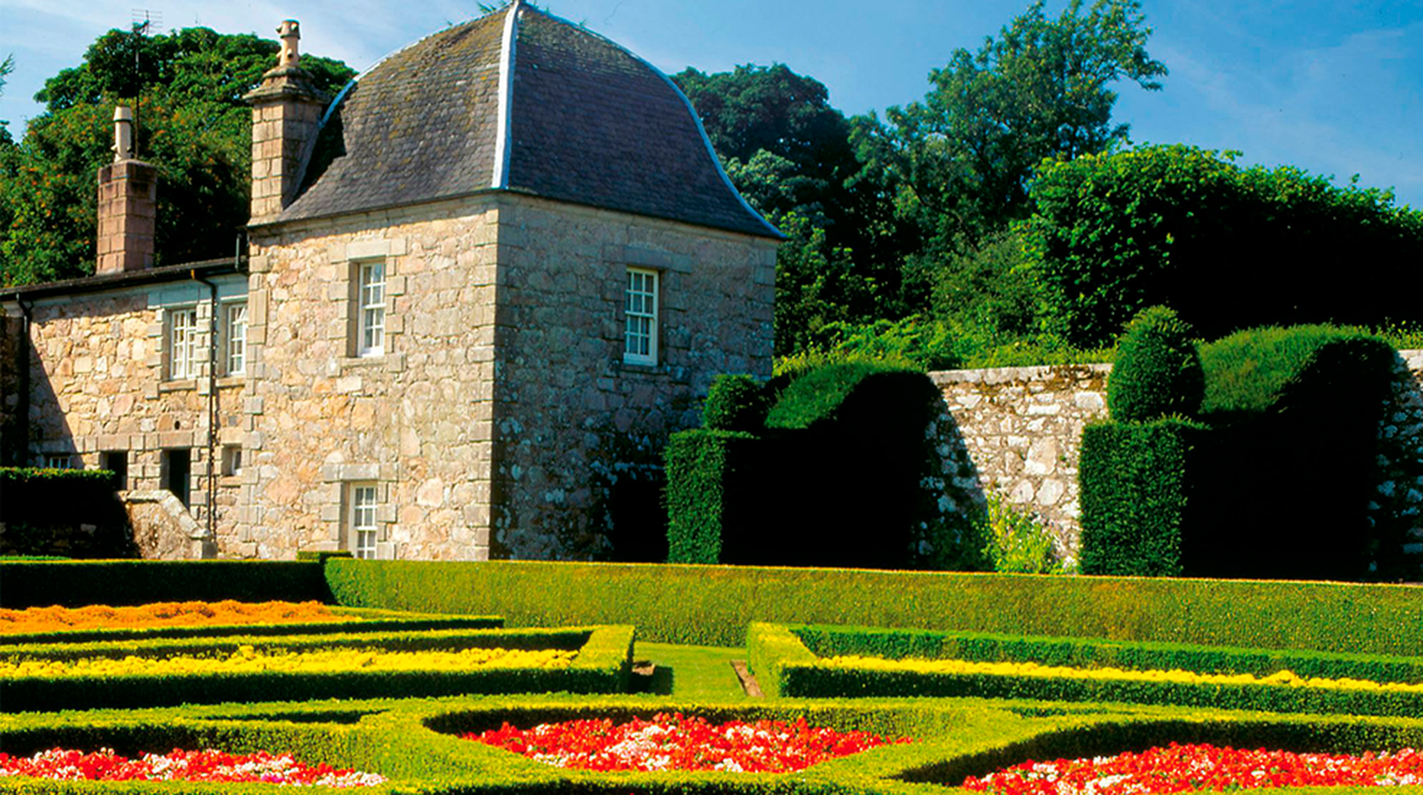 View across Pitmedden Garden's, bursting with colour