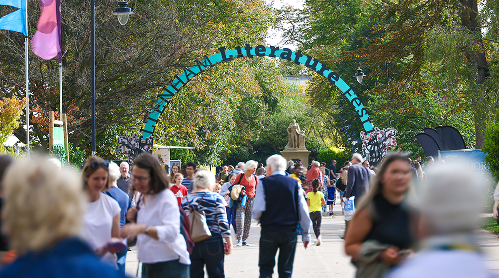 Busy town centre of Cheltenham, Gloucestershire, The Cotswolds during the world famous Literary Festival