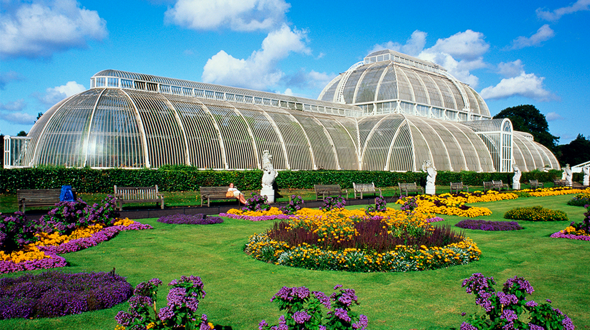 A wide angle view of the Palm House at Kew Gardens