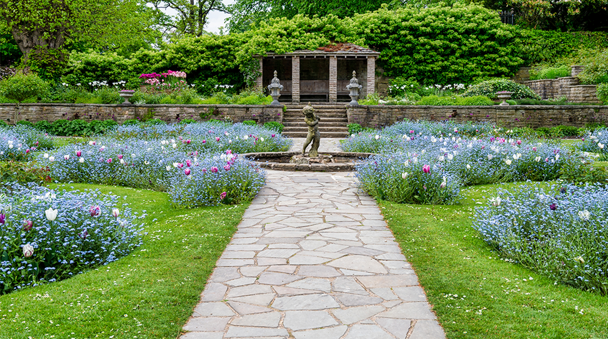 The Italian Garden at the National Trust Lyme Park House near Manchester