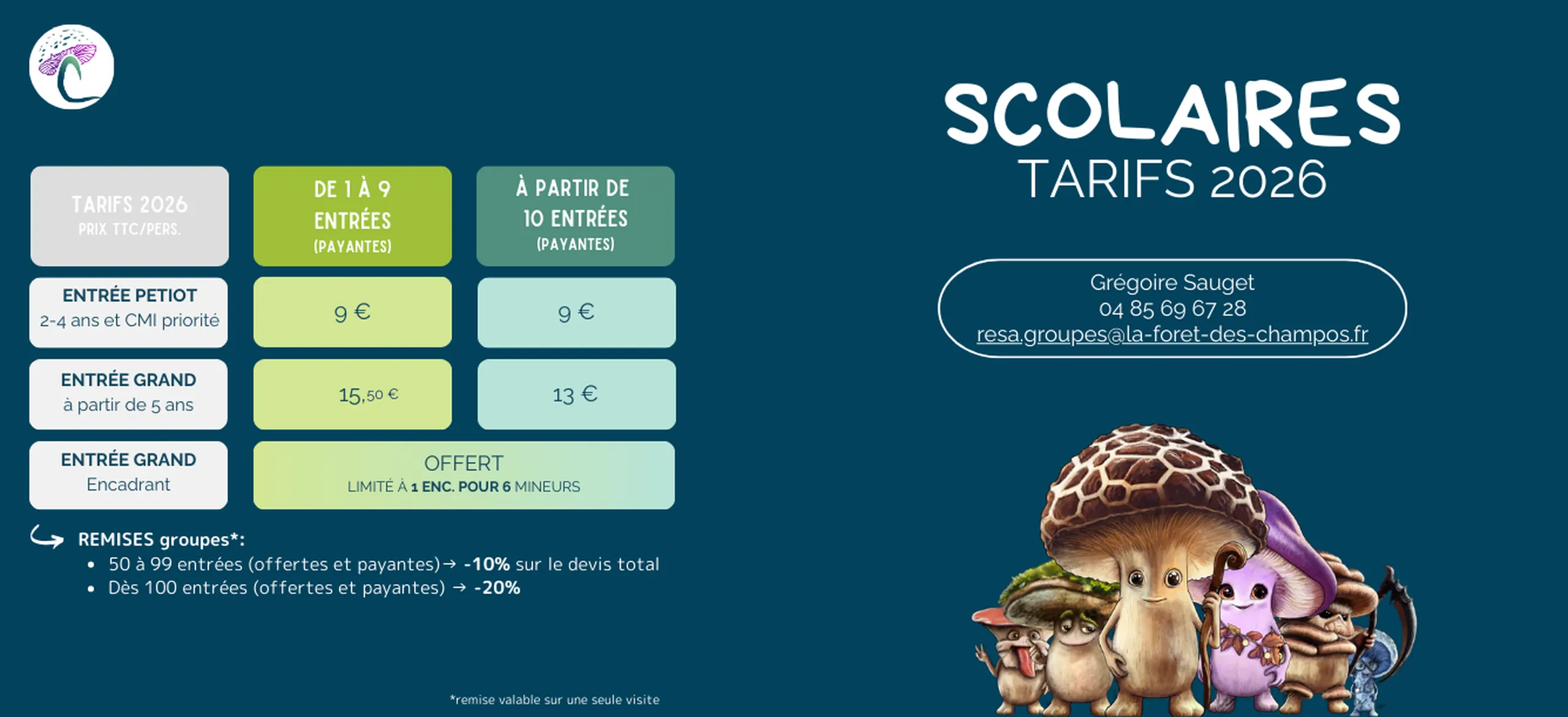 Tarifs Scolaires 2026