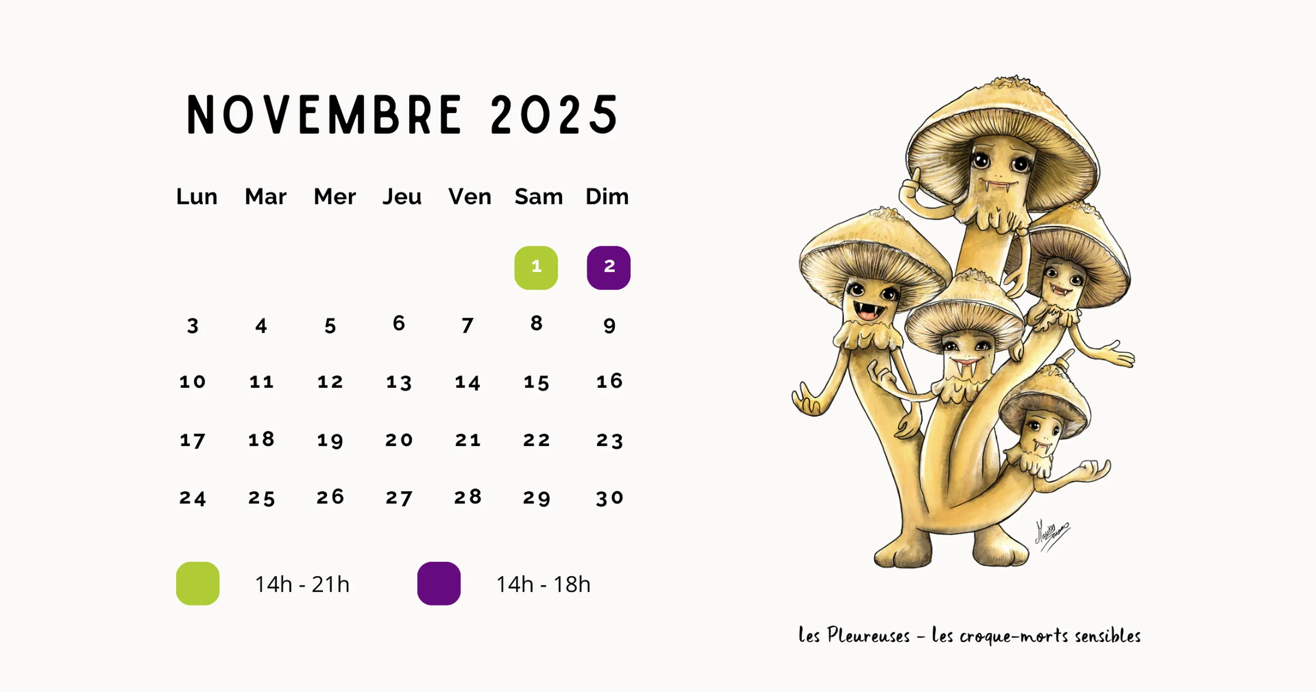 Visuel calendrier novembre La Foret des Champos