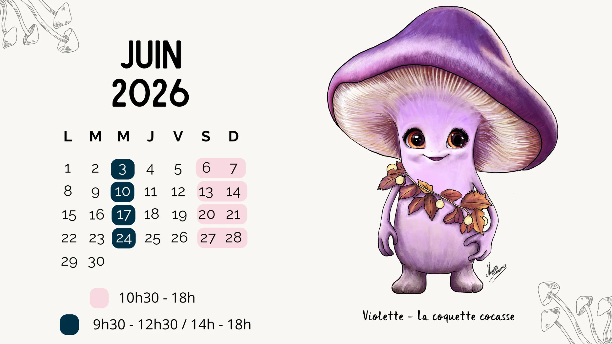 Calendrier juin 2026