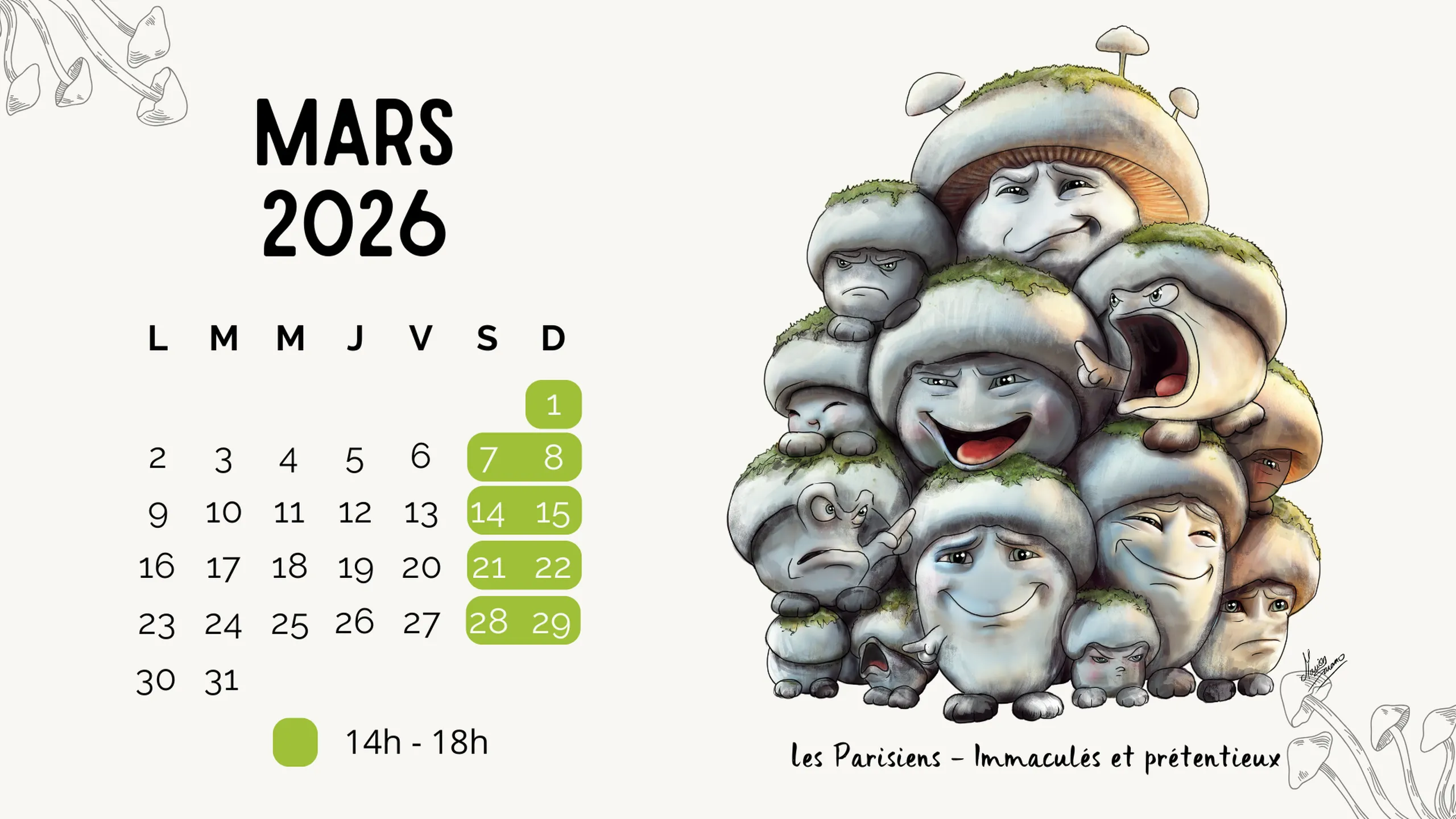 Calendrier mars 2026