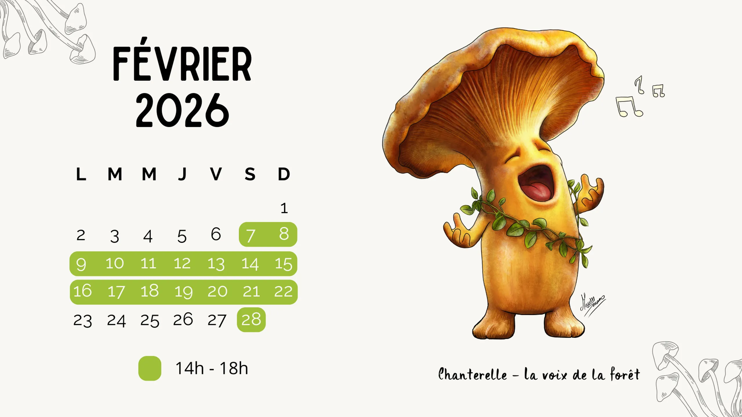 Calendrier Fevrier 2026