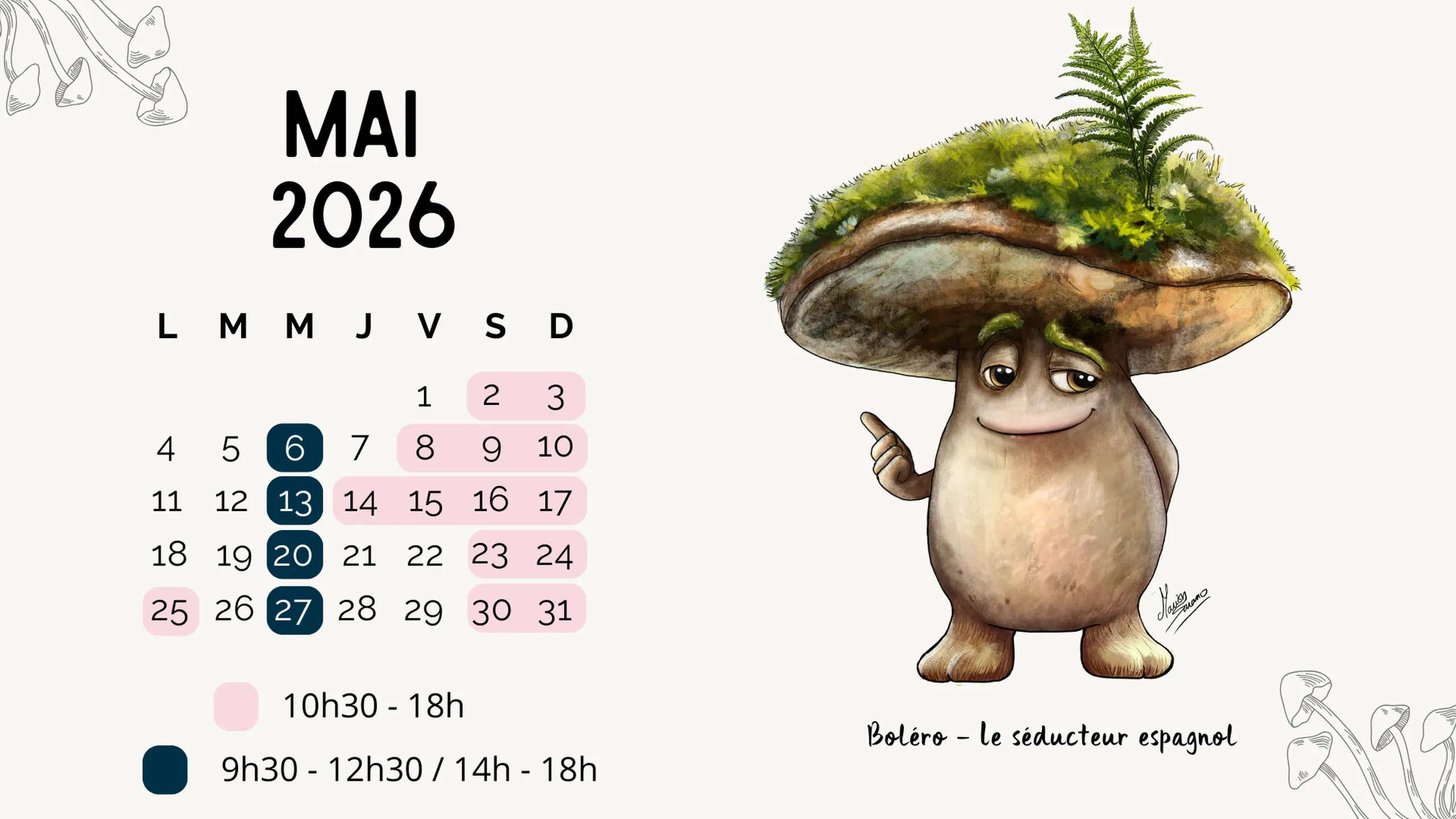 Calendrier mai 2026